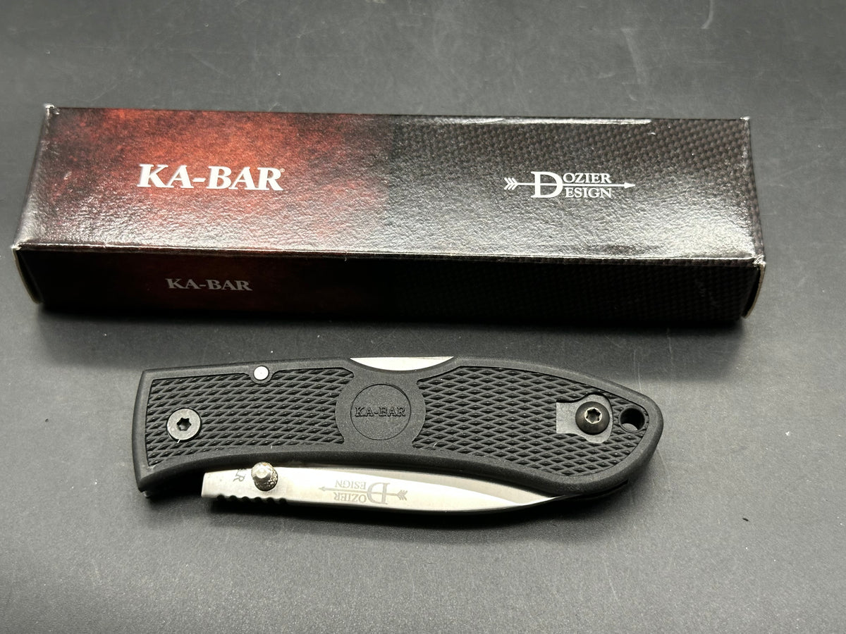 KaBar-Dozier Hunter Folder, 3" D2 Satin Drop Point Blade with Black Zytel PPA Scales