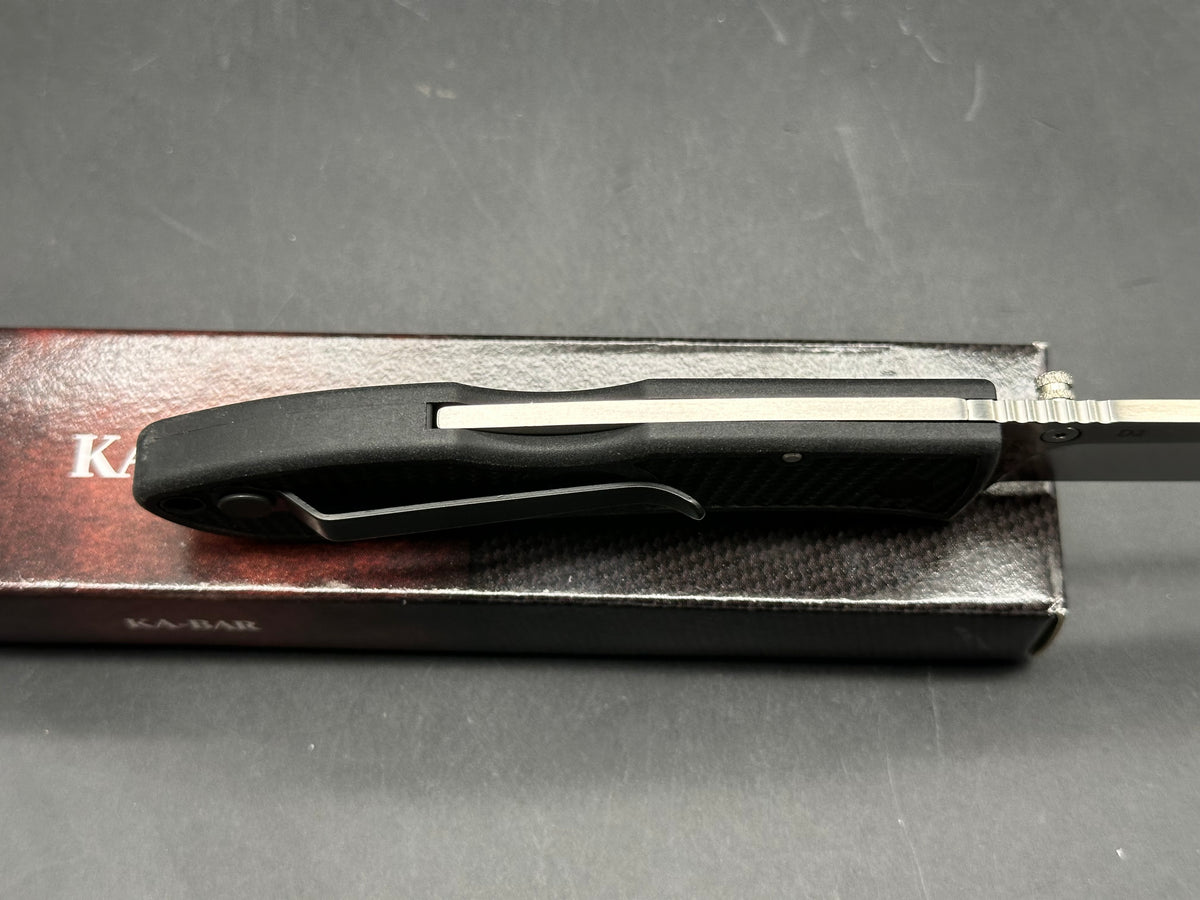 KaBar-Dozier Hunter Folder, 3" D2 Satin Drop Point Blade with Black Zytel PPA Scales