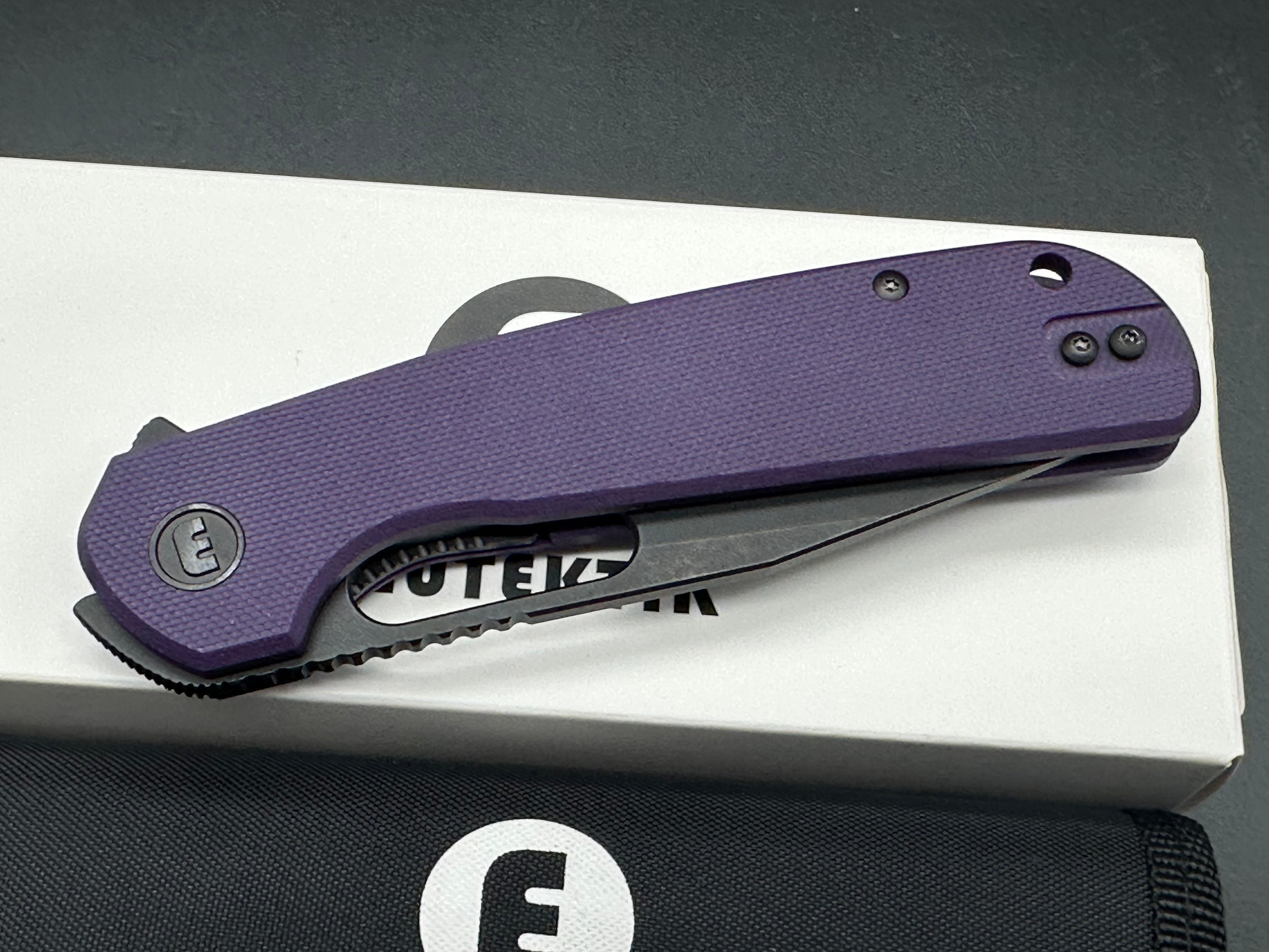 Eutektik Trinity Purple G10 Blackwashed - New in box from Eutektik knives plus LTK Koozie/Patch & Sticker w/each knife