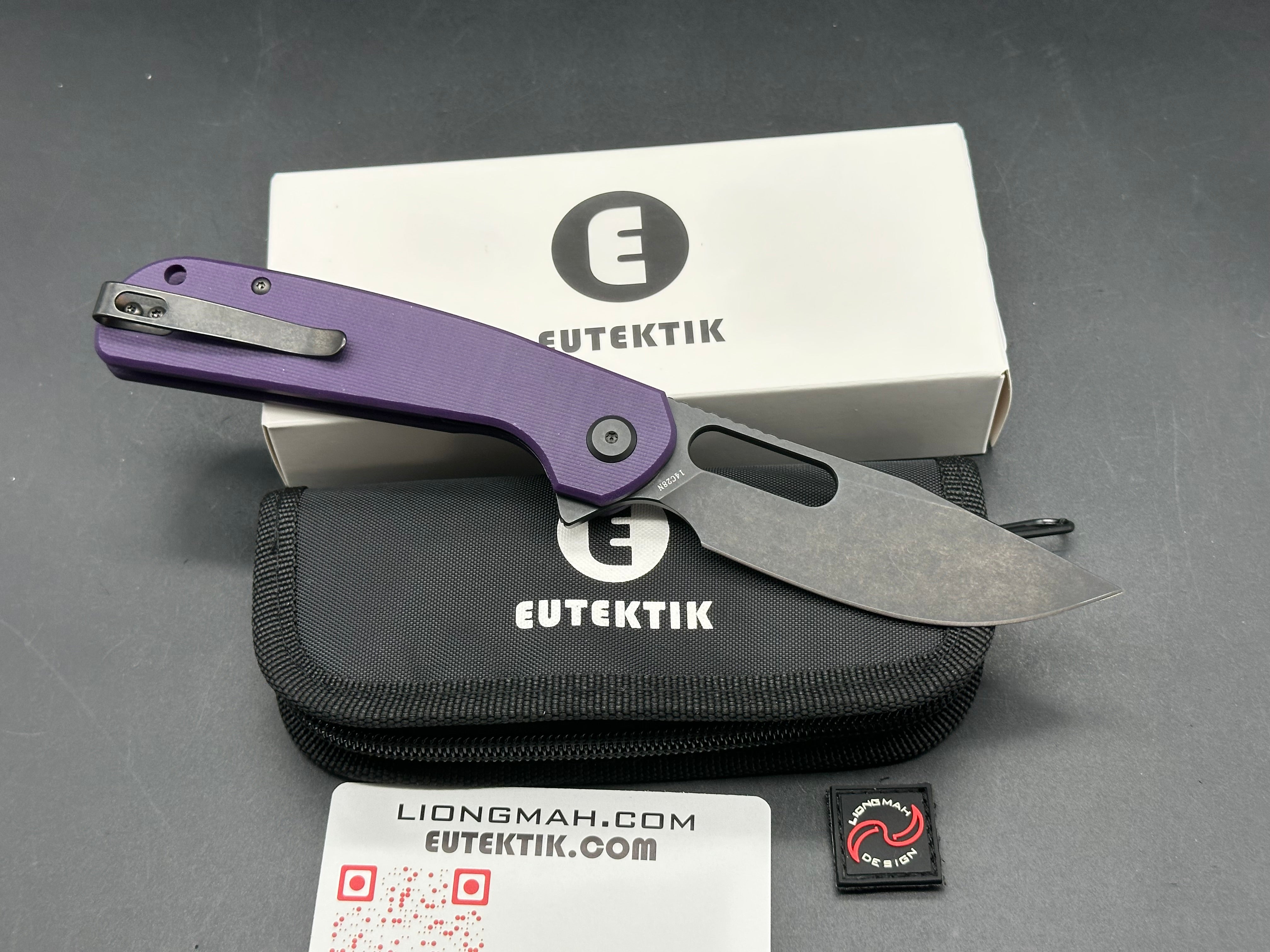 Eutektik Trinity Purple G10 Blackwashed - New in box from Eutektik knives plus LTK Koozie/Patch & Sticker w/each knife