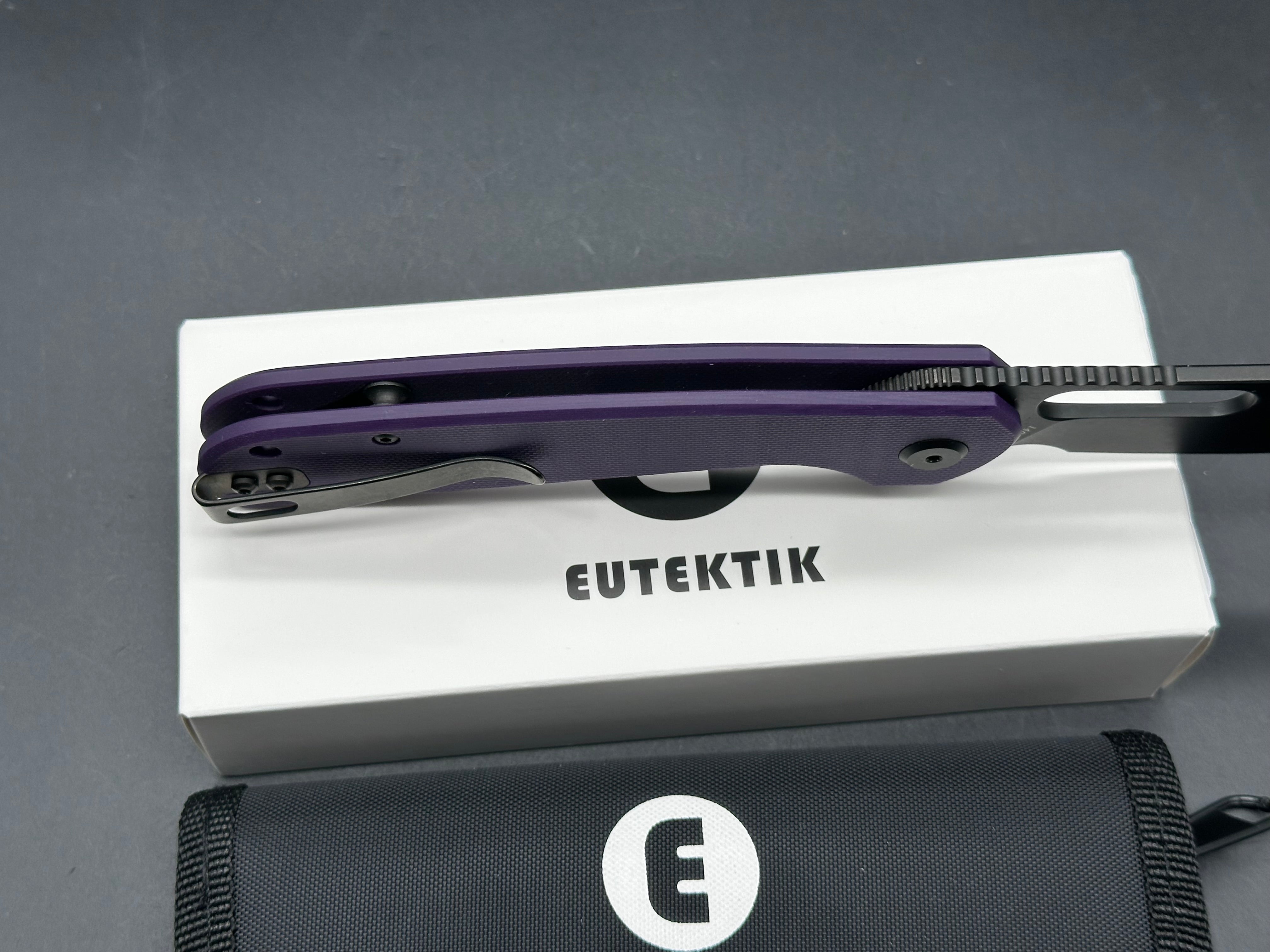 Eutektik Trinity Purple G10 Blackwashed - New in box from Eutektik knives plus LTK Koozie/Patch & Sticker w/each knife
