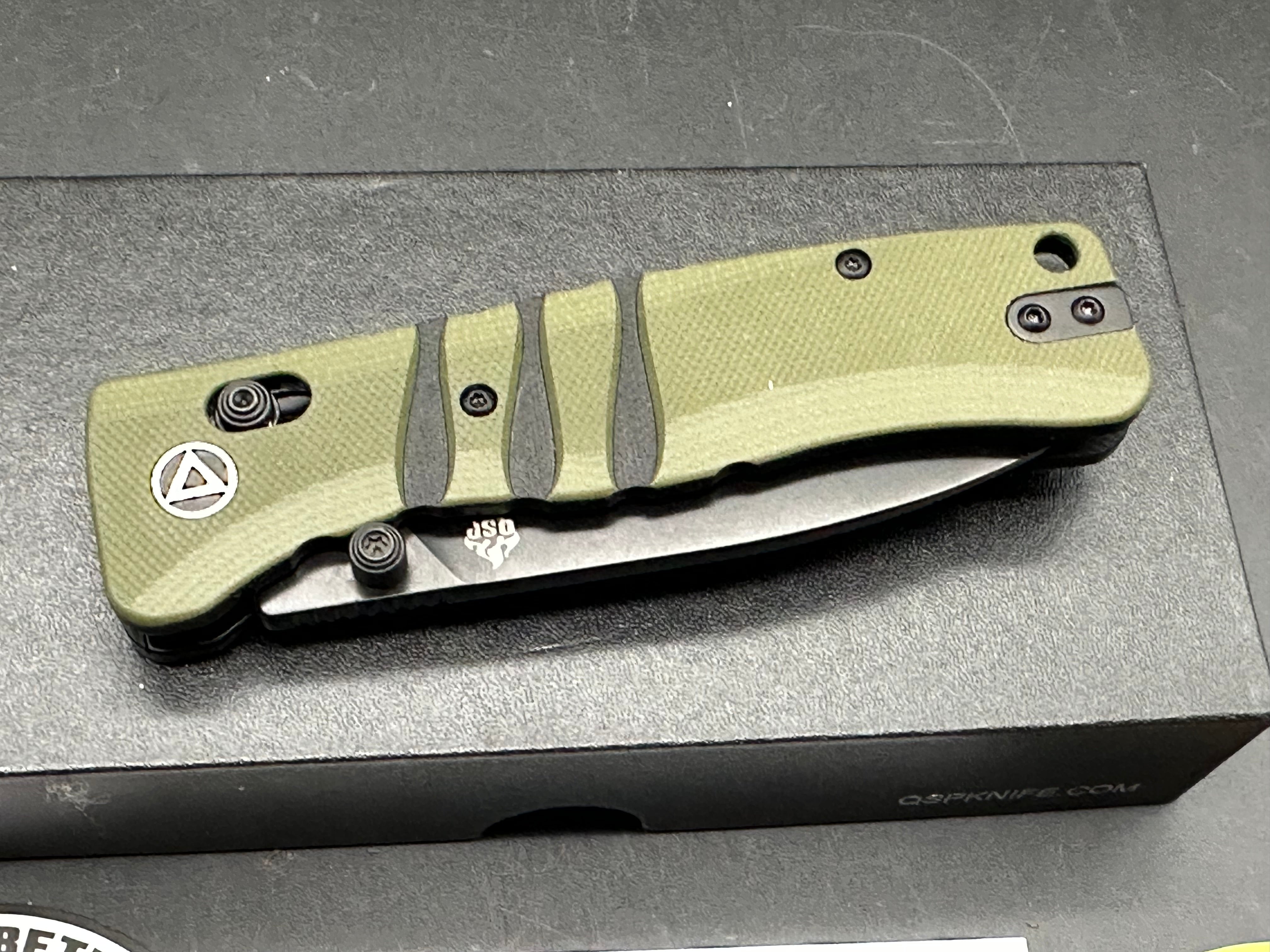 QSP Ripley Glyde Lock Knife Green G-10 (3.5" Black)