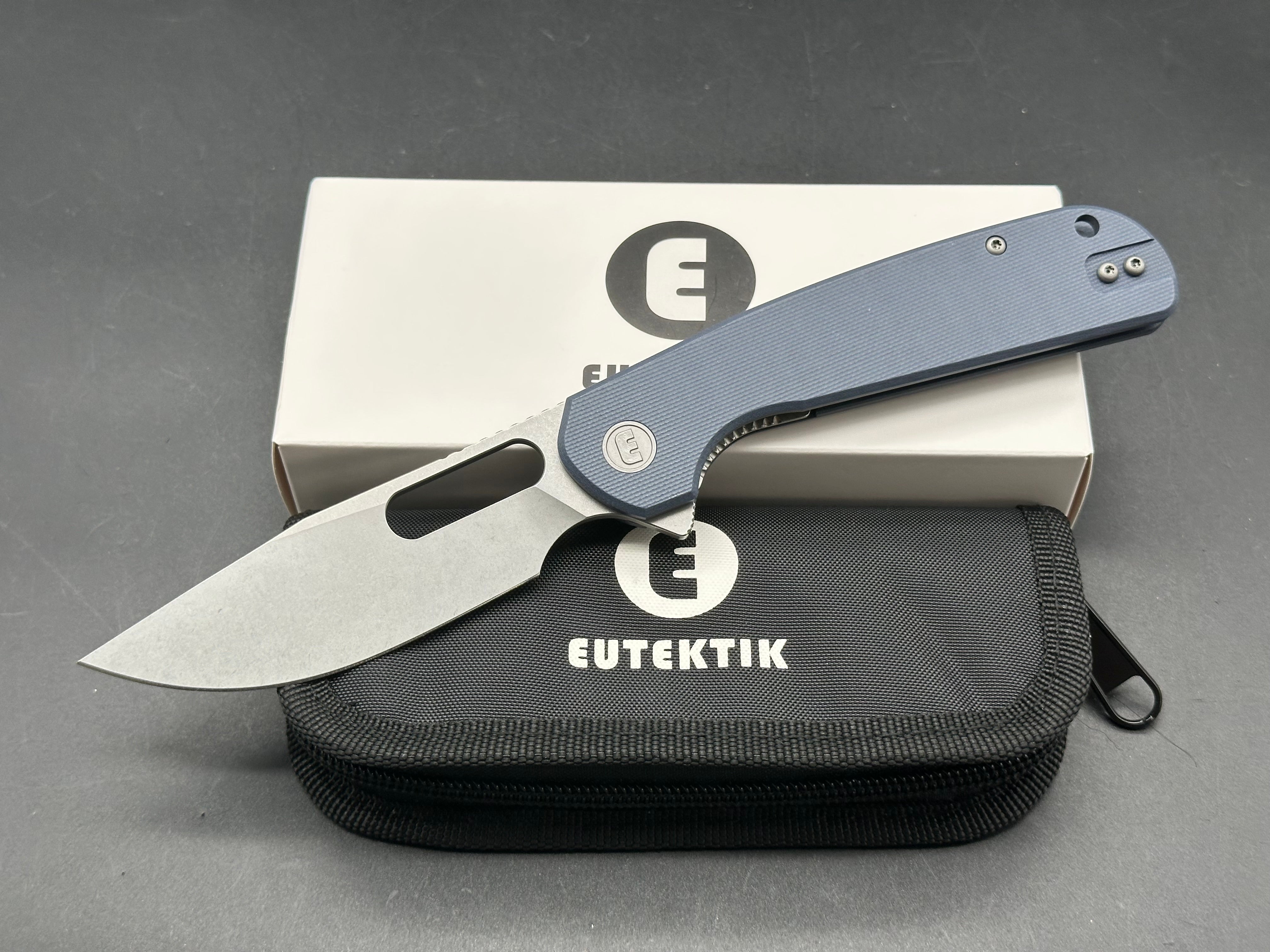 Eutektik Trinity Denim G10 Stonewashed - New in box from Eutektik knives plus LTK Koozie/Patch & Sticker w/each knife