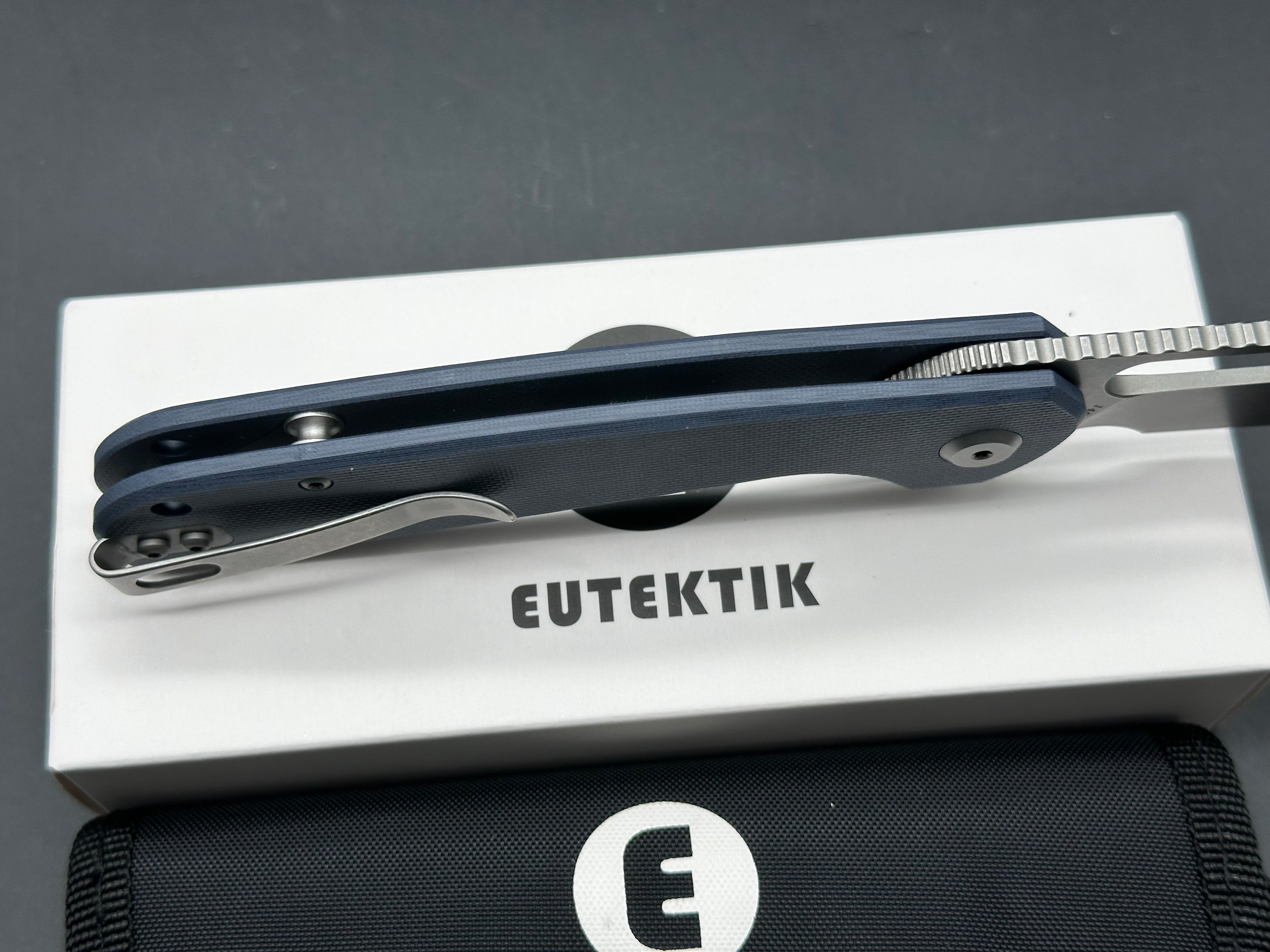 Eutektik Trinity Denim G10 Stonewashed - New in box from Eutektik knives plus LTK Koozie/Patch & Sticker w/each knife