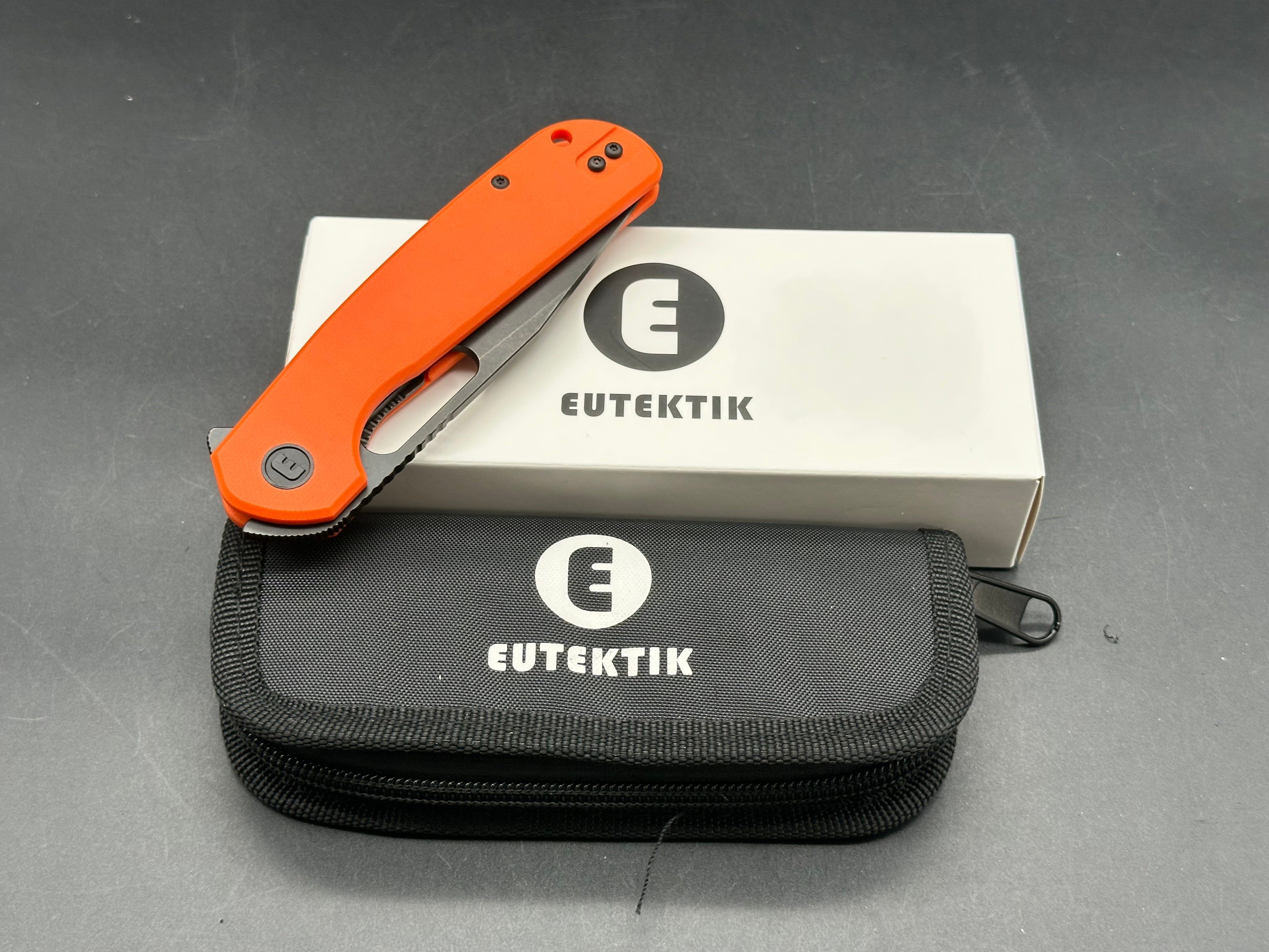 Eutektik Trinity Orange G10 Blackwashed - New in box from Eutektik knives plus LTK Koozie/Patch & Sticker w/each knife