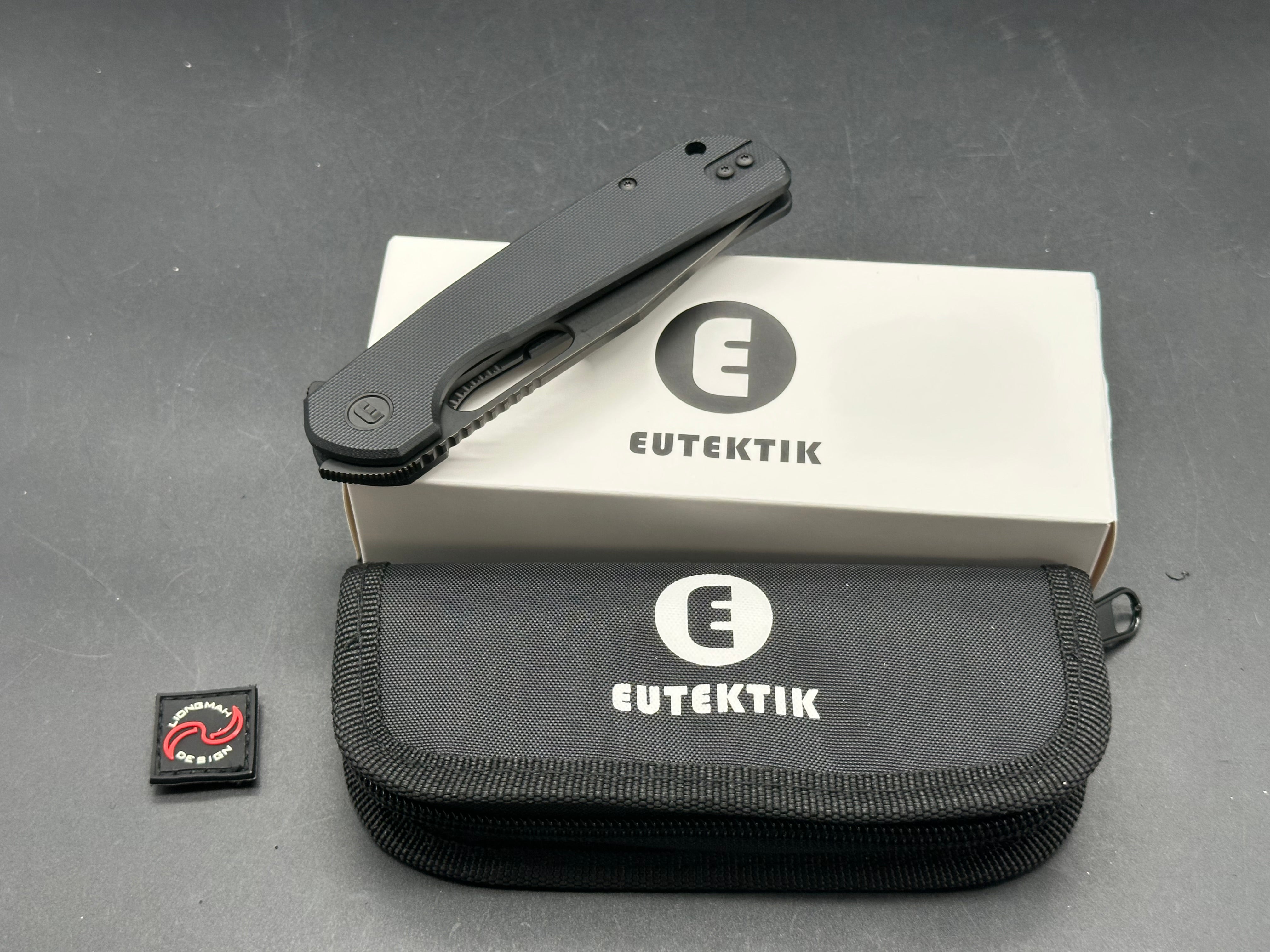 Eutektik Trinity Black G10 Blackwashed Blade New in box plus LTK Koozie/Patch & Sticker w/each knife
