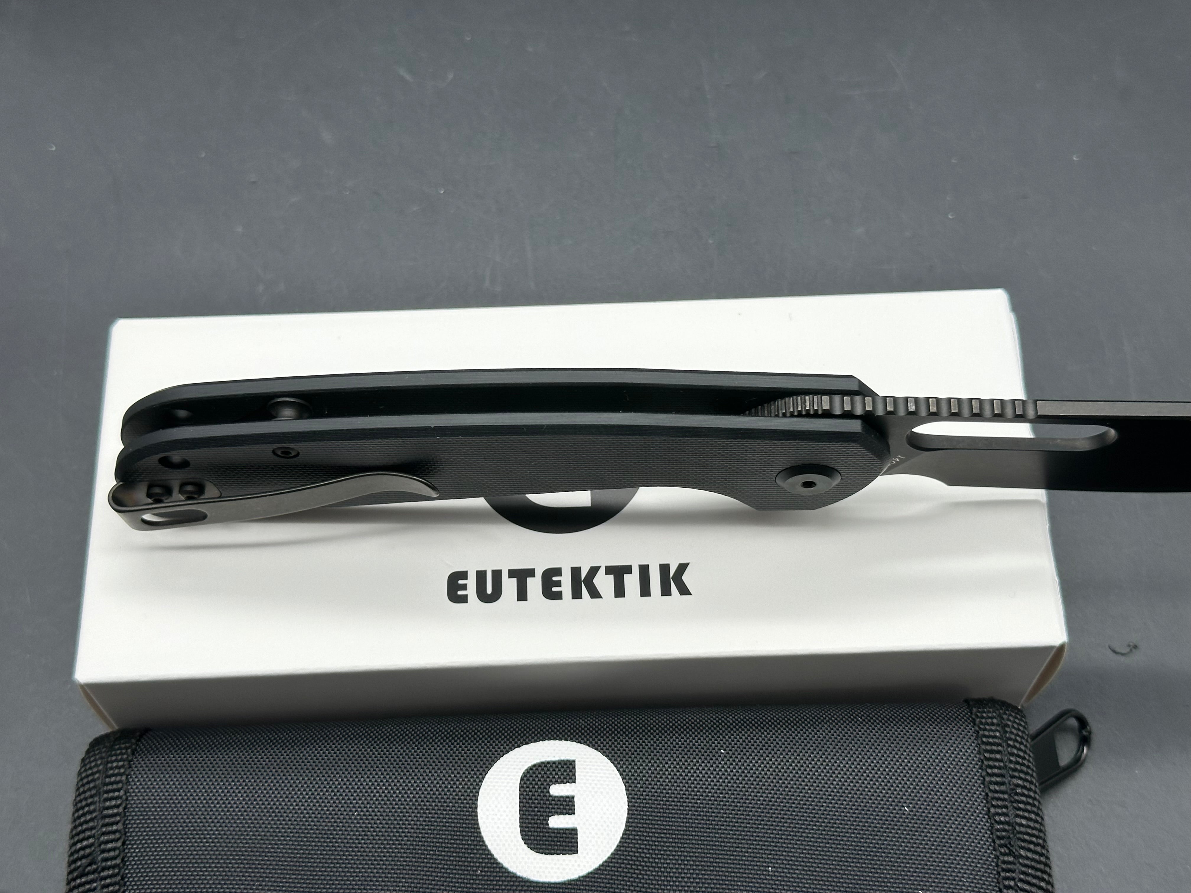 Eutektik Trinity Black G10 Blackwashed Blade New in box plus LTK Koozie/Patch & Sticker w/each knife