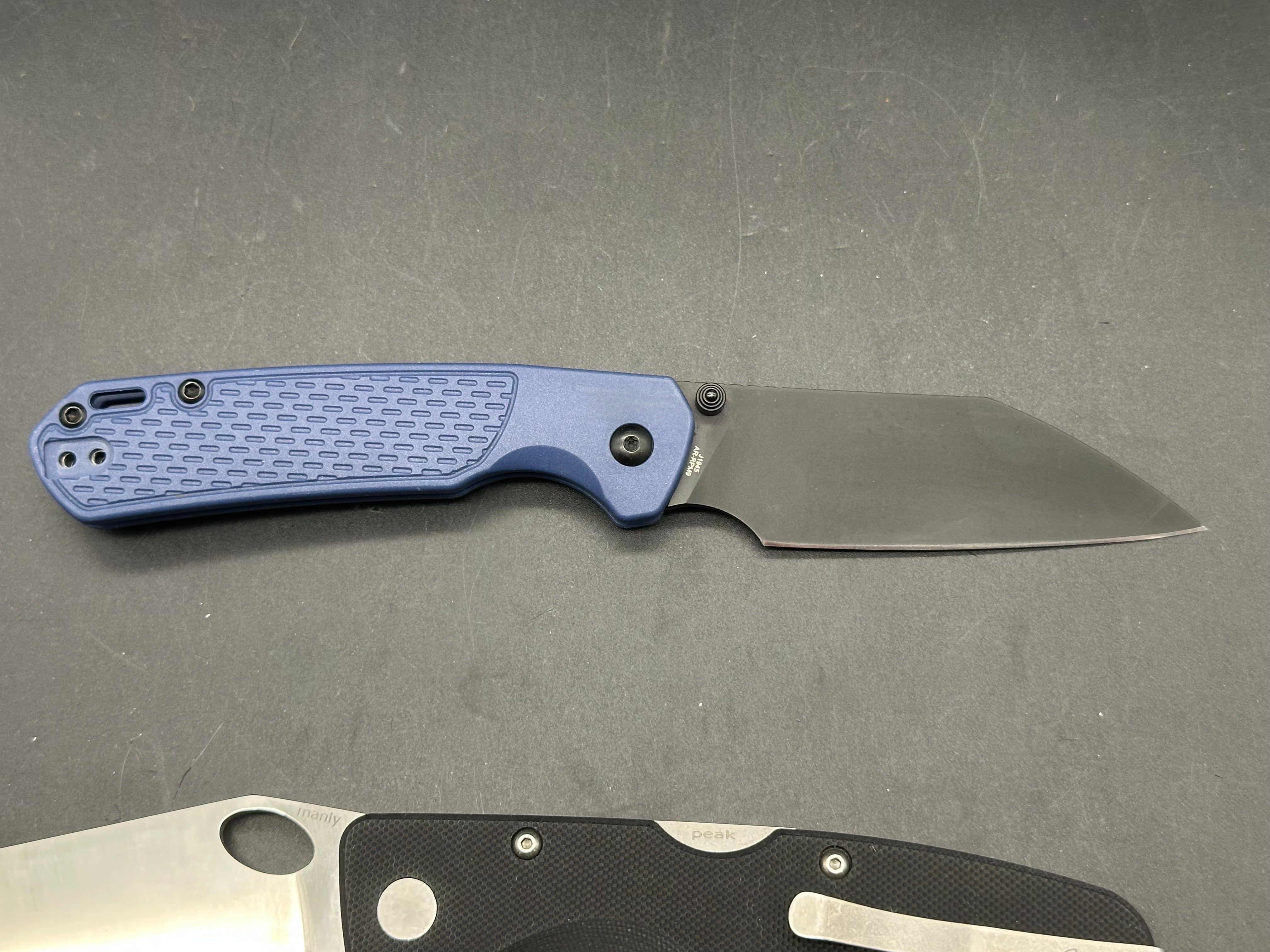 3 knife Bundle Manly Knives Peak S90V with black G-10, CJRB Alt-Pyrite AR-RPM9 with blue FRN, Kershaw Emerson CQC-6k D2