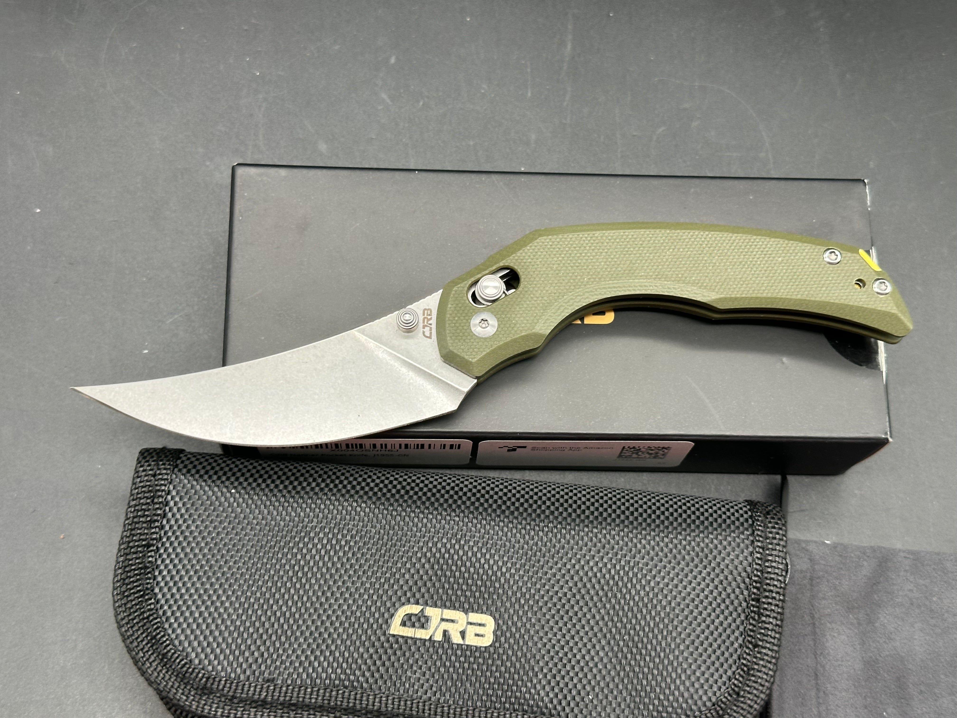 CJRB Nanner Crossbar Lock Knife Green G-10 (3.2" SW)