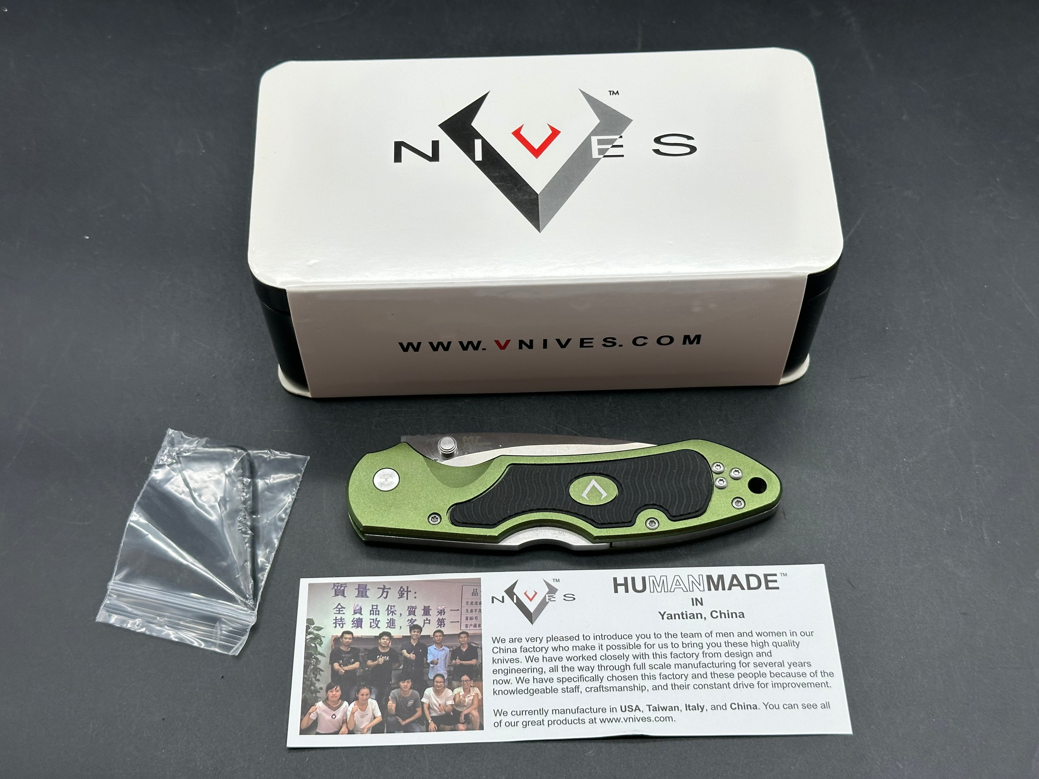 V NIVES GRIPTIDE GREEN ALUMINUM FOLDING 8CR13MOV LOCKBACK POCKET KNIFE