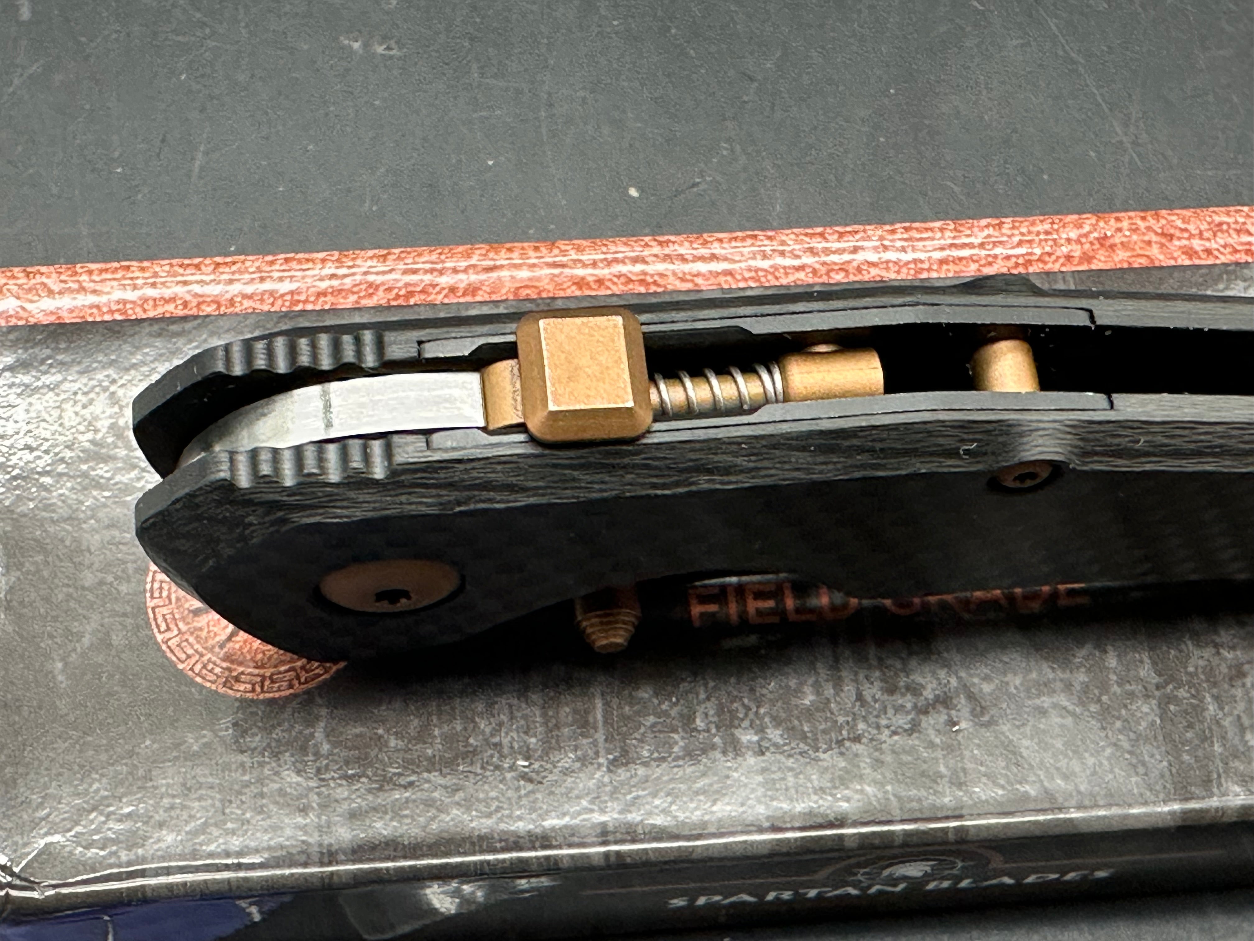 SPARTAN BLADES SOTER FOLDING KNIFE CARBON FIBER 3.25" S35VN SPEAR POINT BLACK Skiff bearings installed.