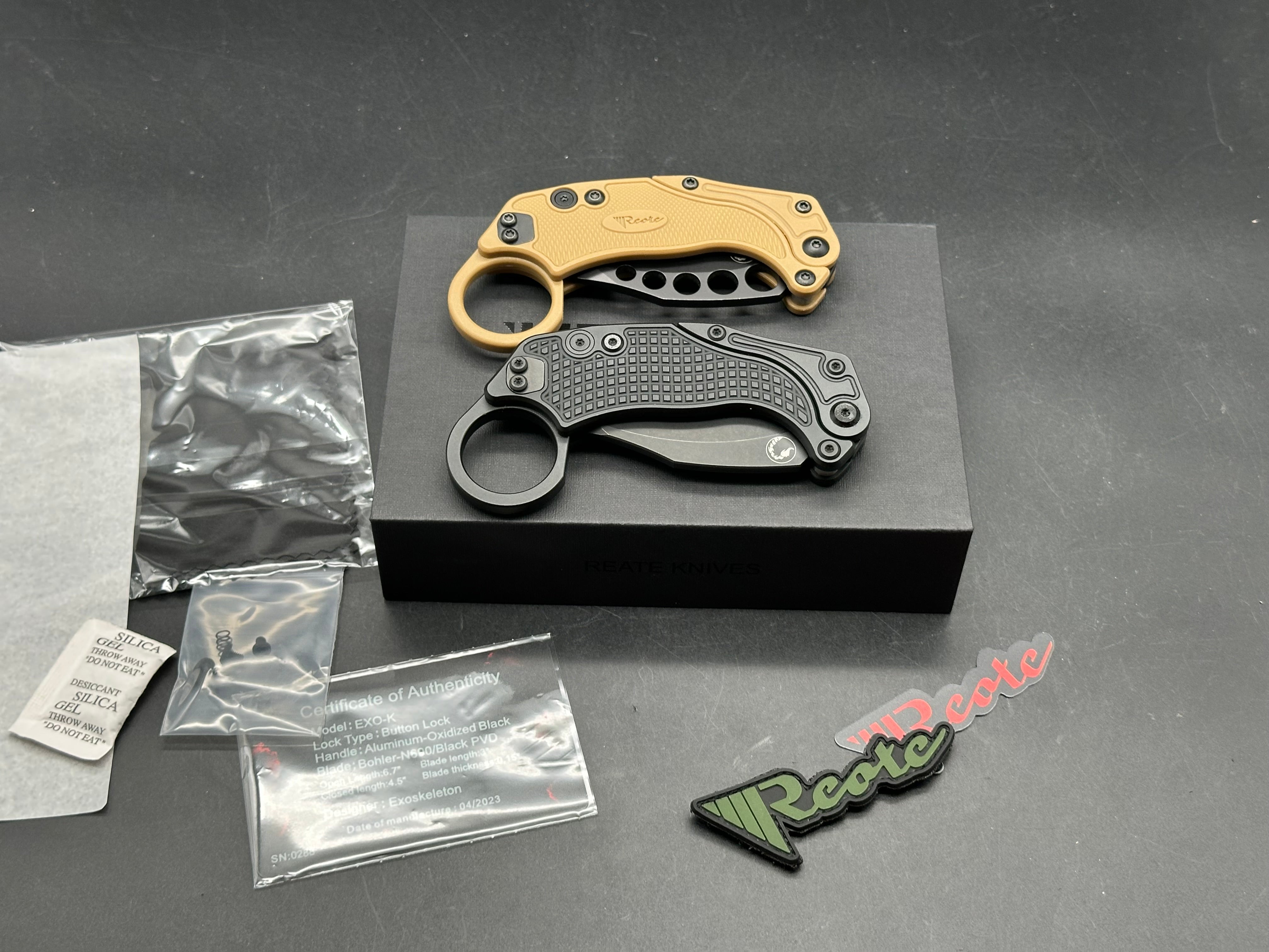Reate EXO-K Gravity Karambit Button Lock Knife Black Aluminum (3.1" Black)