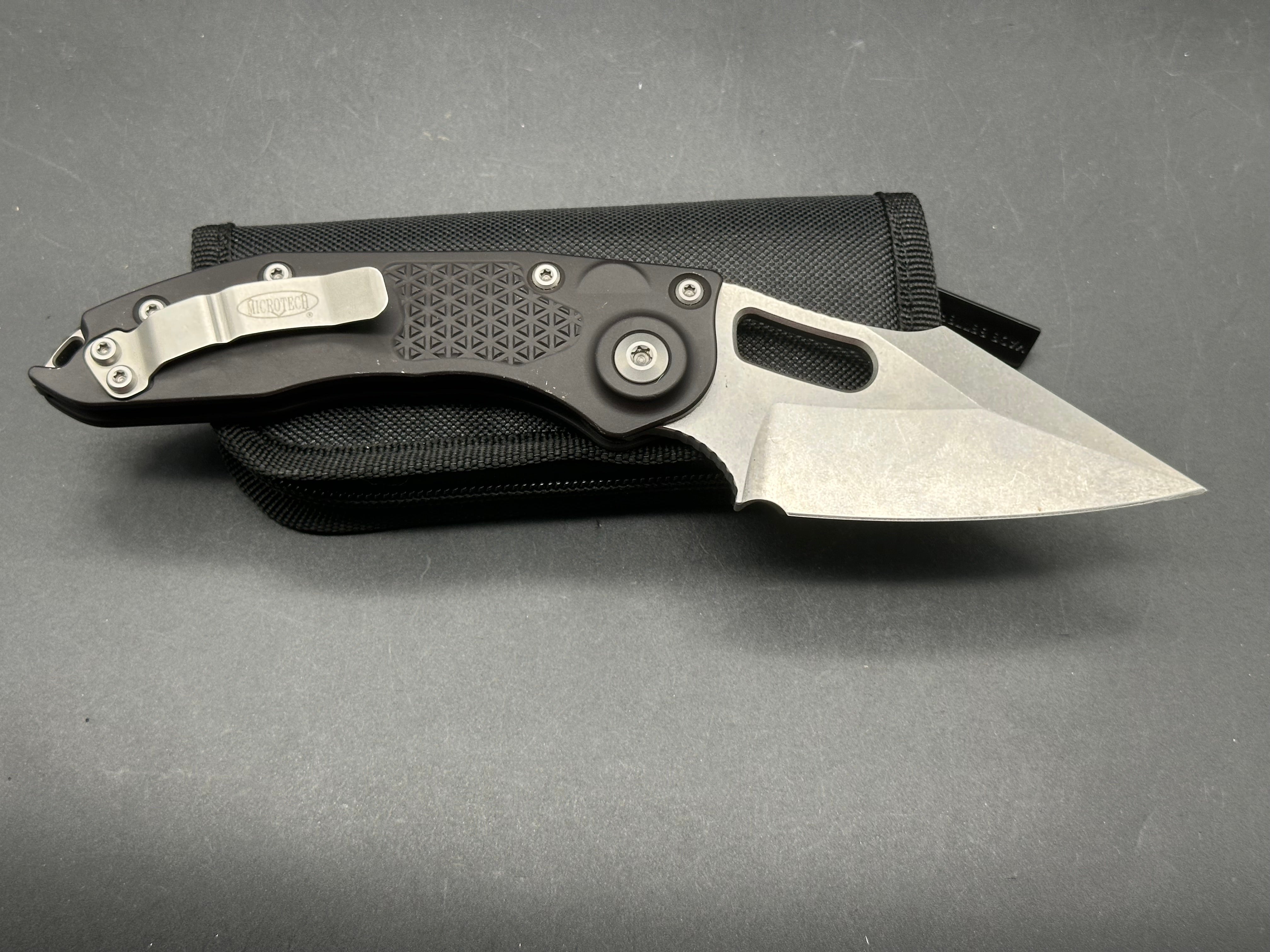 Microtech Stitch Automatic Knife Black (3.75" Stonewash)