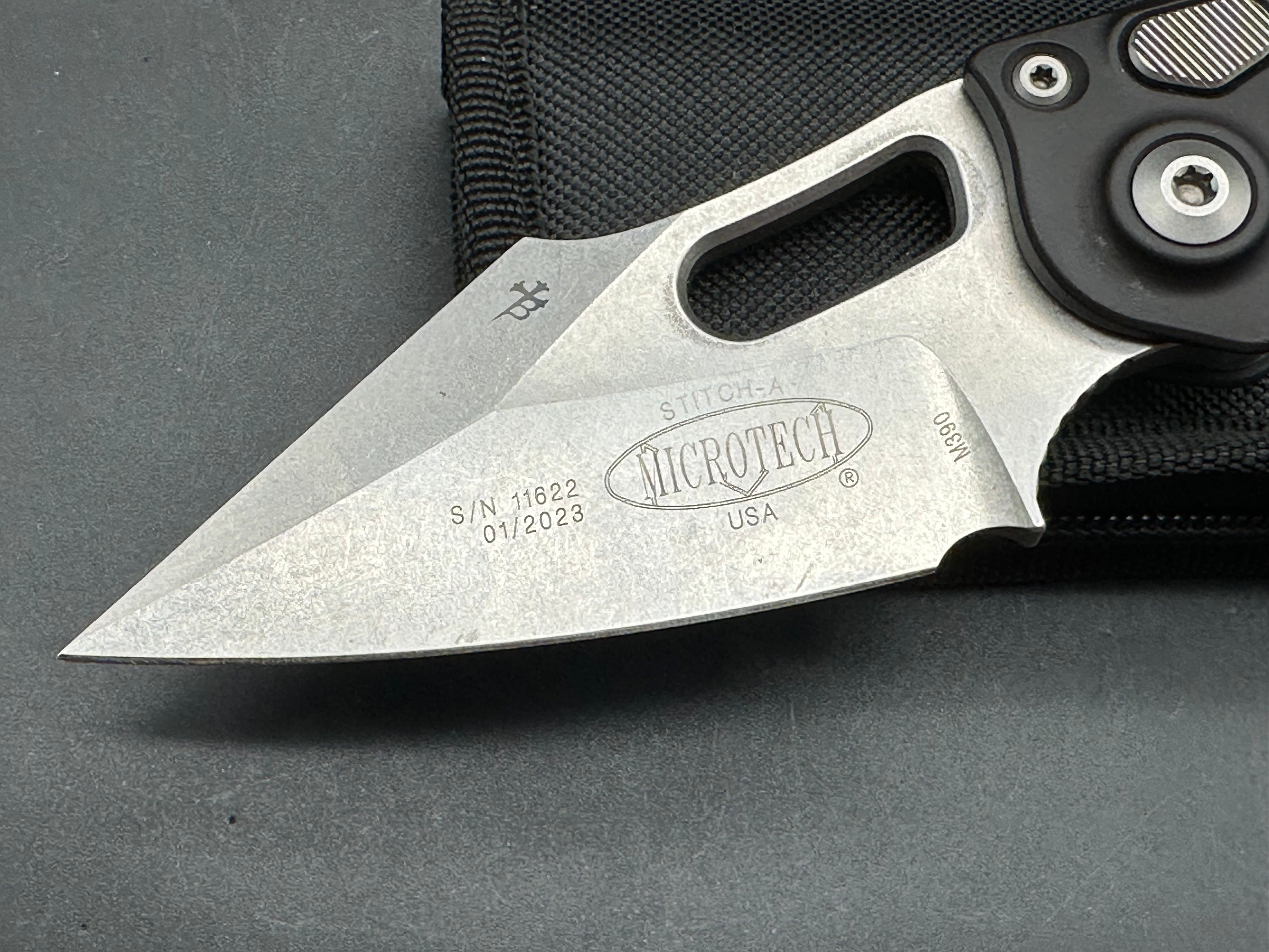 Microtech Stitch Automatic Knife Black (3.75" Stonewash)