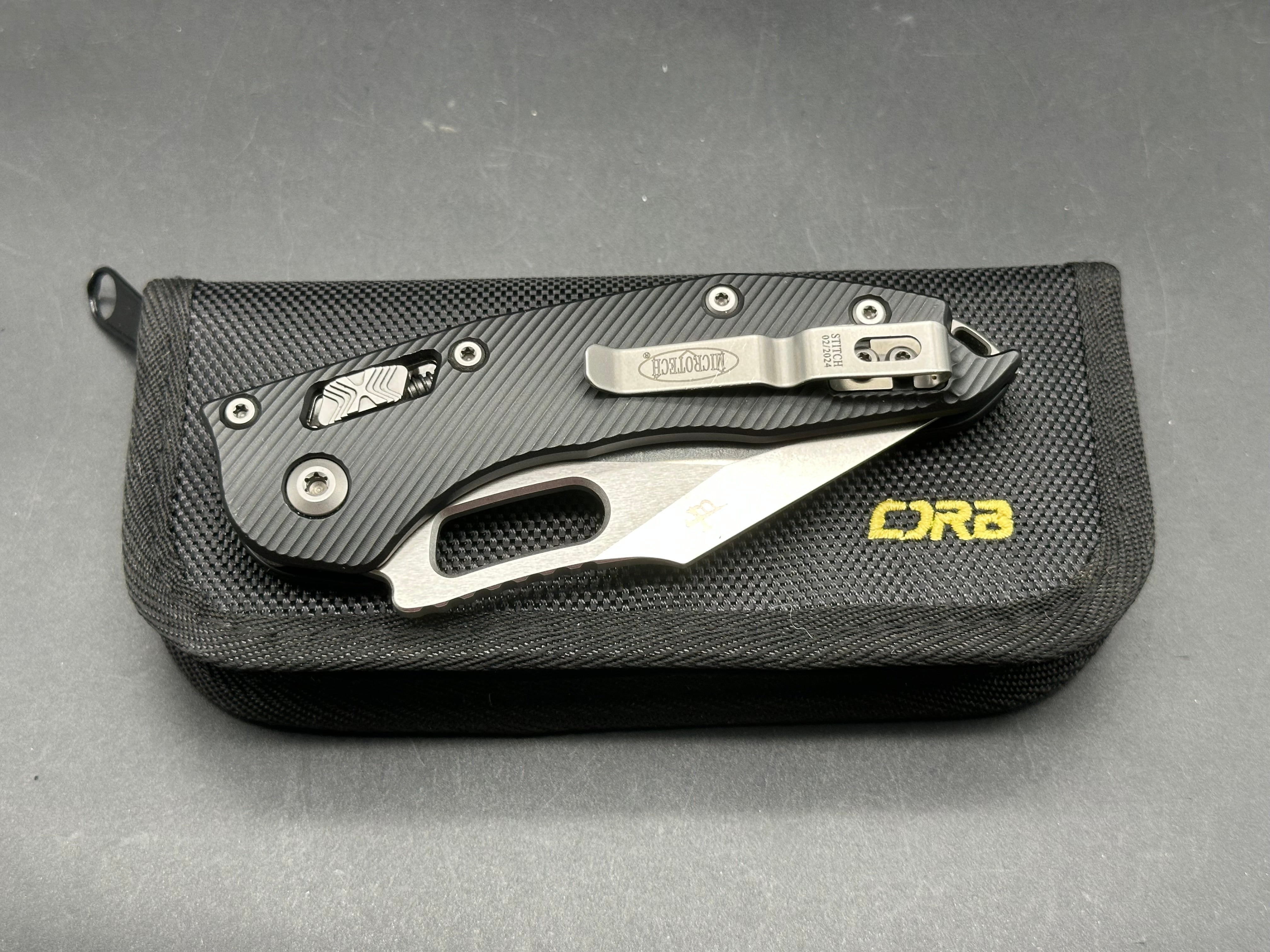 Microtech Stitch Ram-Lok Knife Black G-10 (3.7" Stonewash)