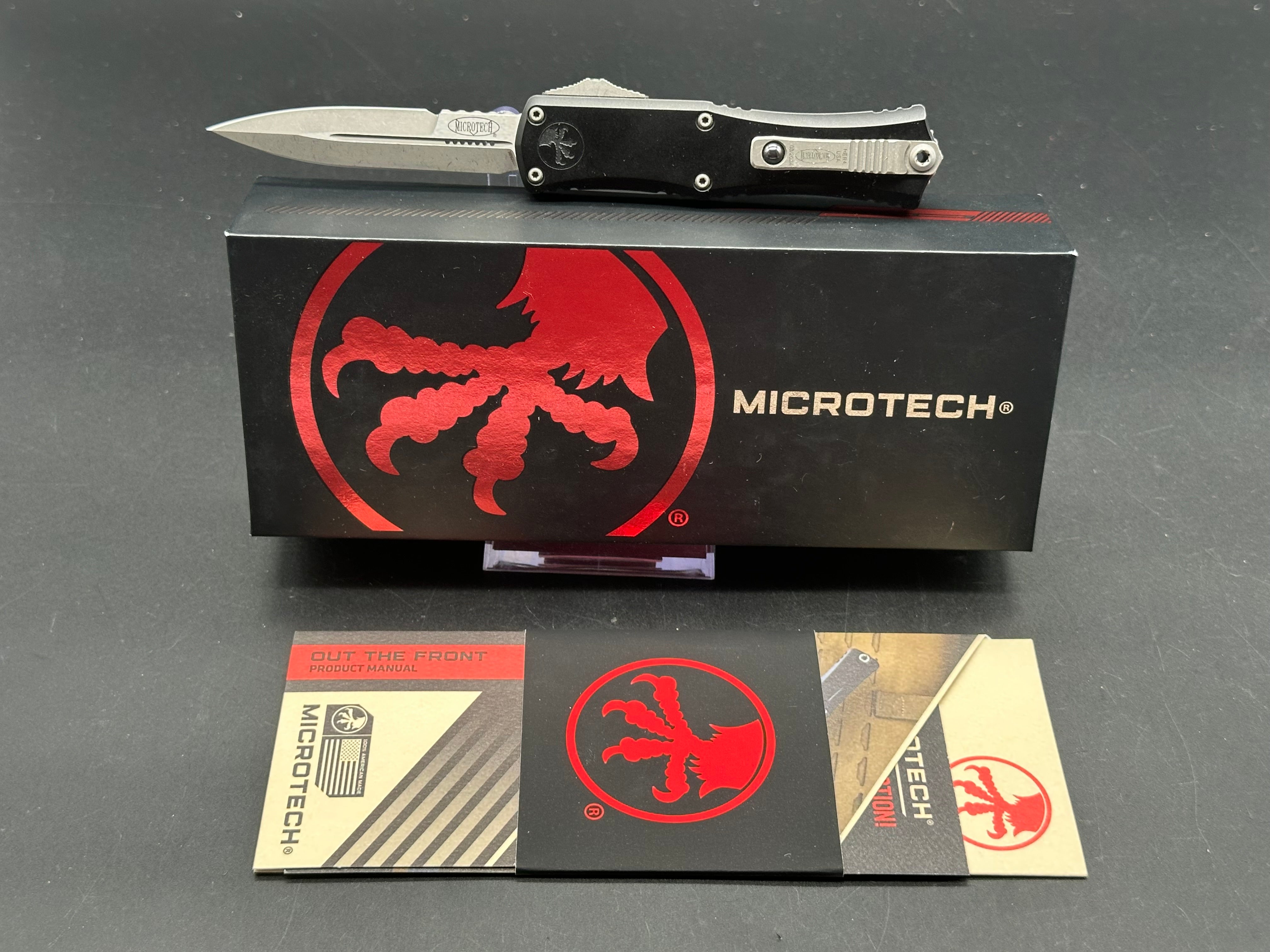 Microtech Hera II Mini Bayonet OTF Automatic Knife Black Aluminum (2.9" SW)