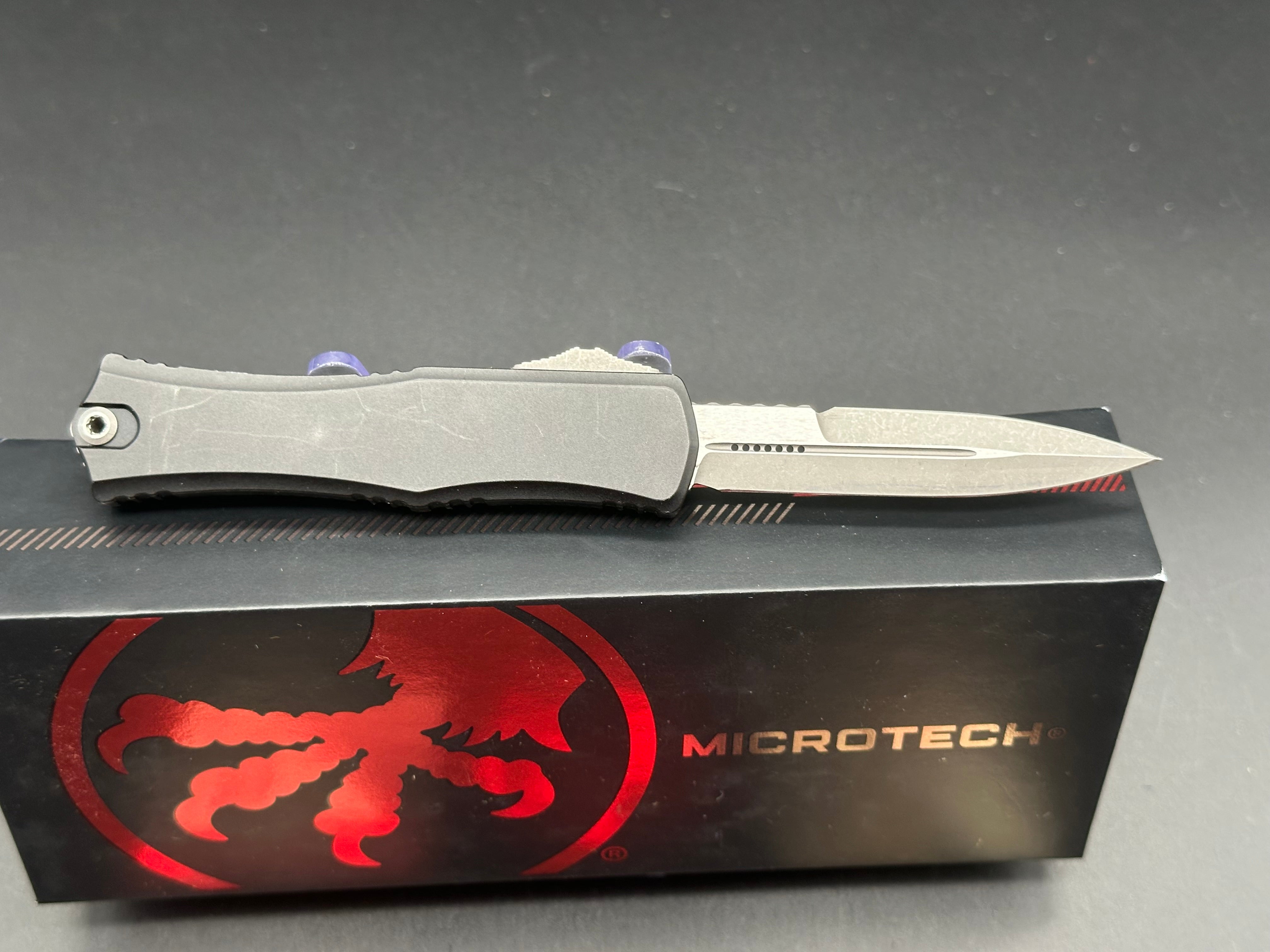 Microtech Hera II Mini Bayonet OTF Automatic Knife Black Aluminum (2.9" SW)