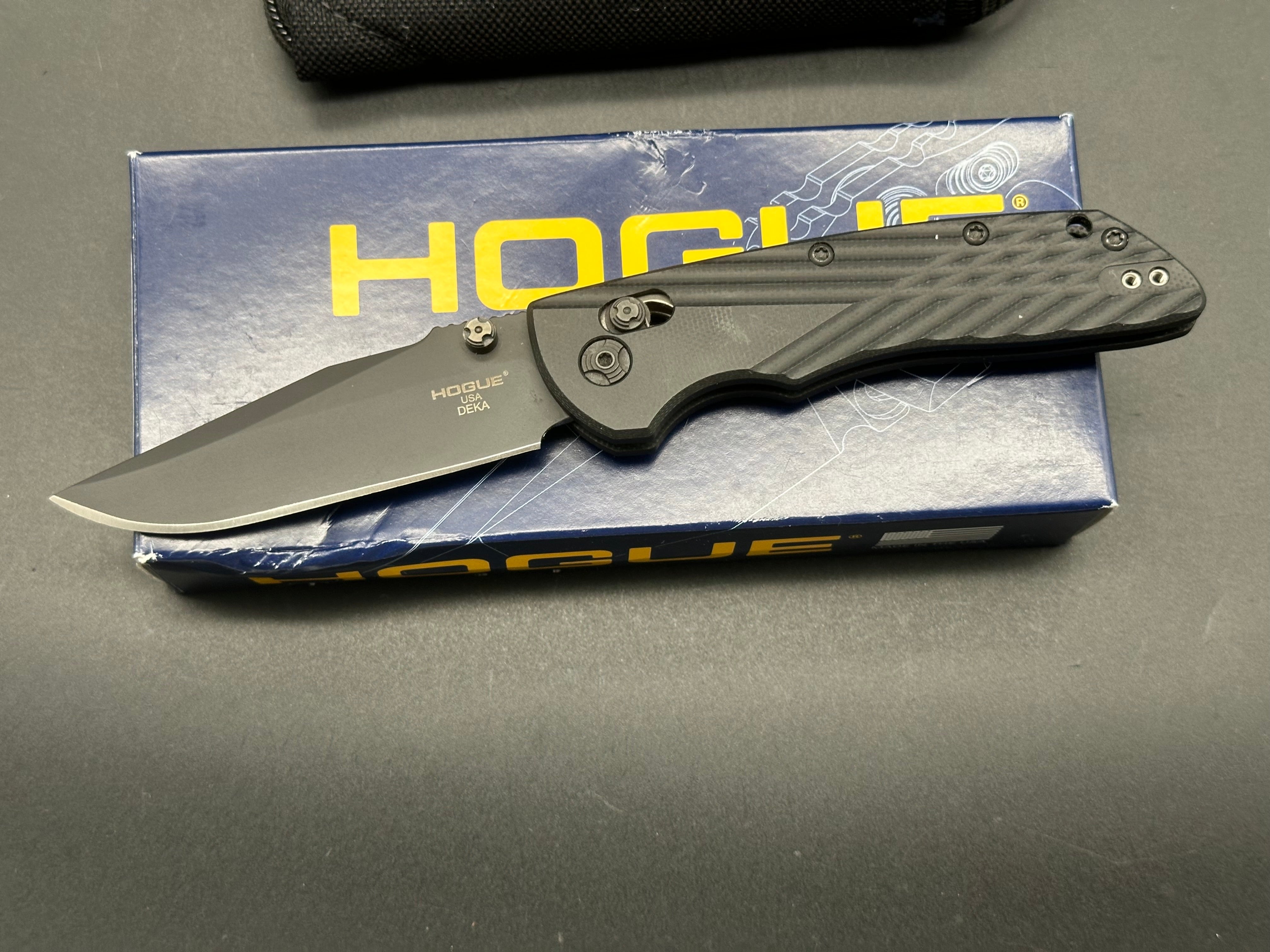 Hogue Knives Deka Clip Point Pocket Knife Black G-10 (3.25" Black 20CV)