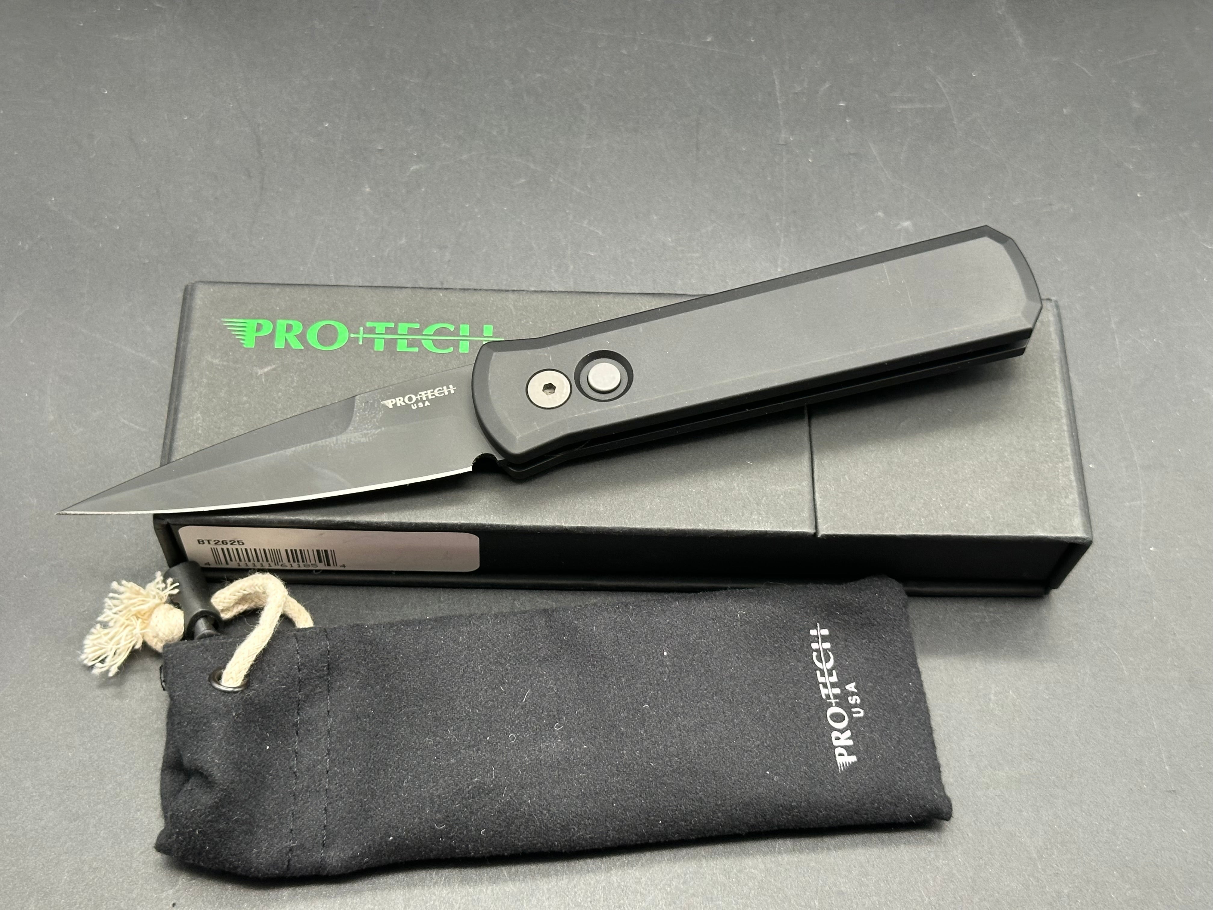 ProTech Godson Spear Point Automatic Knife Black Aluminum (3.2" Black 154CM)