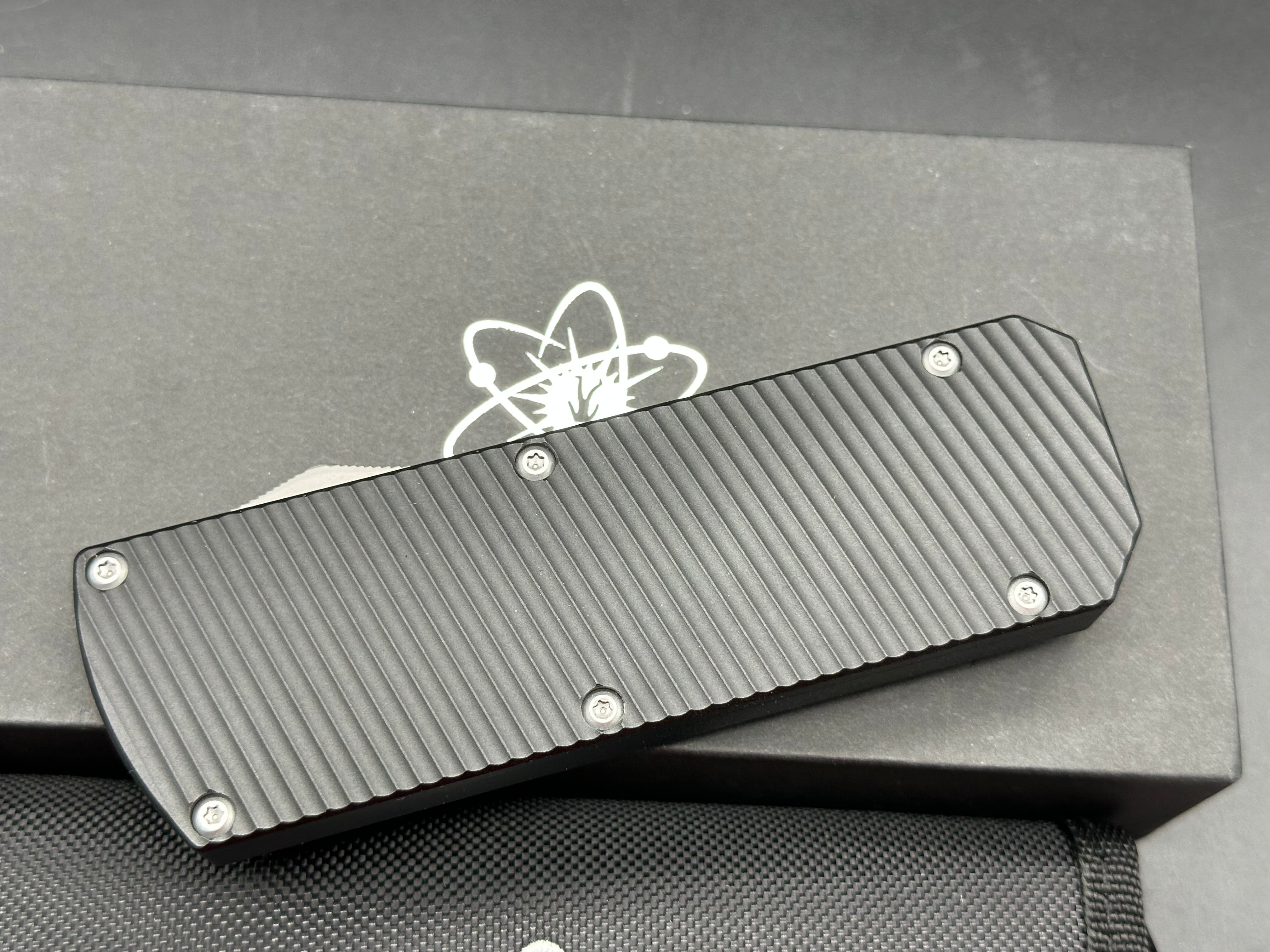 EMP EDC Pulse-R (Ridiculous) OTF (NEW), 3.6" CPM MagnaCut Stonewashed Drop Point with Black Aluminum