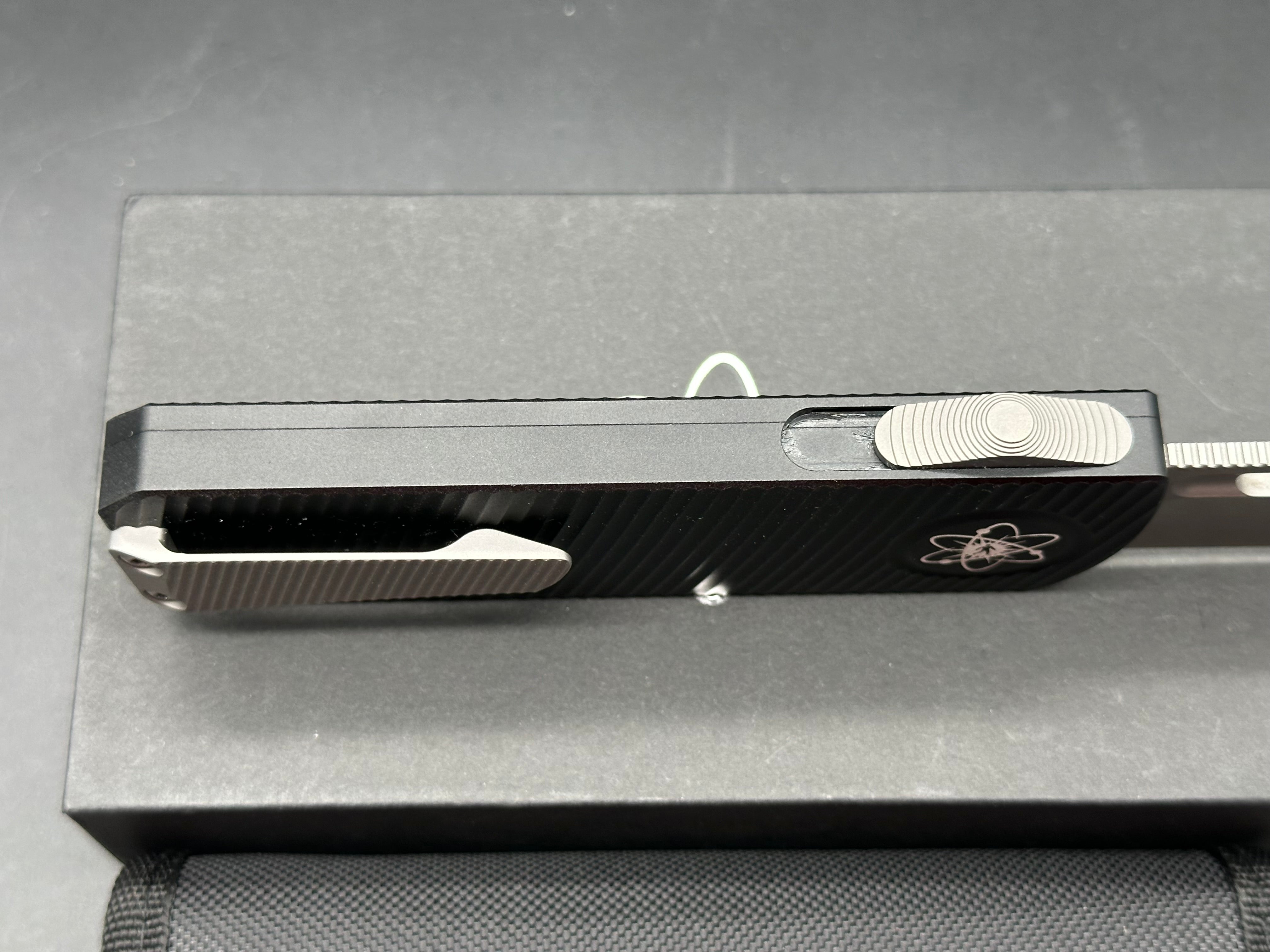 EMP EDC Pulse-R (Ridiculous) OTF (NEW), 3.6" CPM MagnaCut Stonewashed Drop Point with Black Aluminum