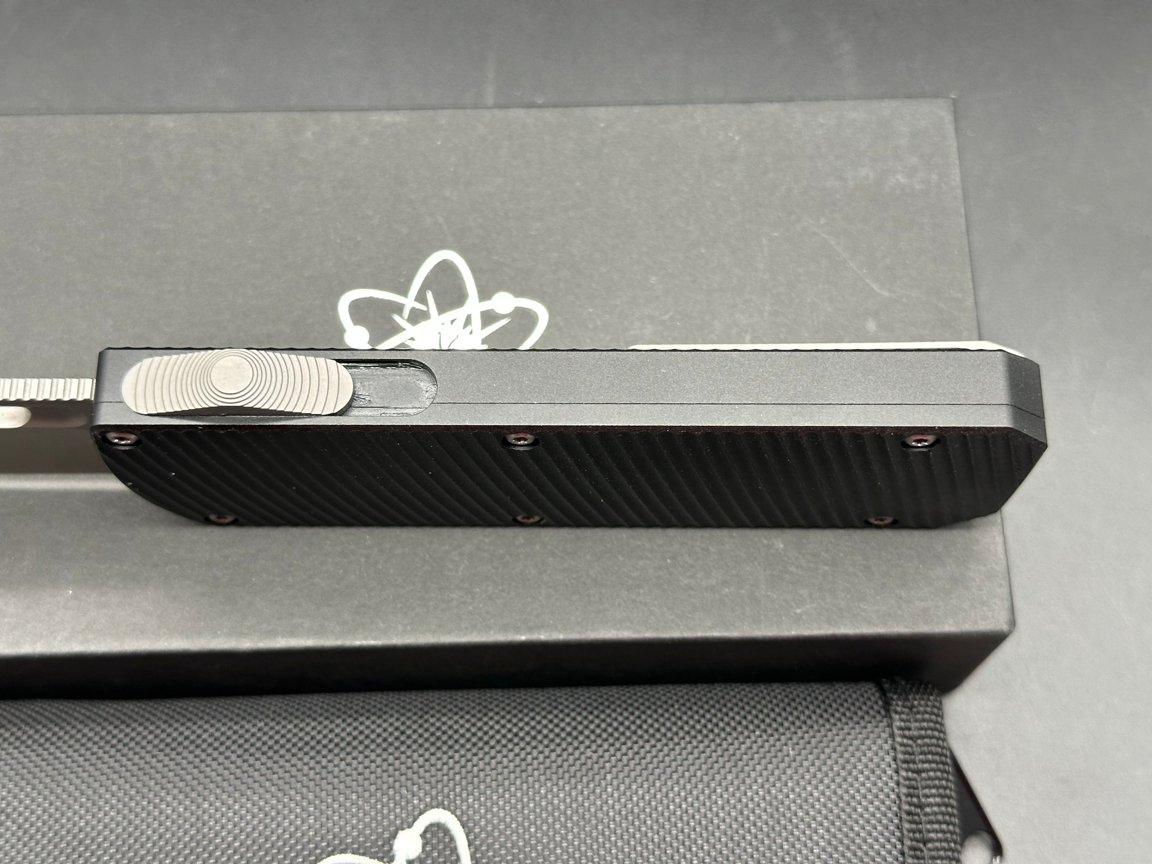 EMP EDC Pulse-R (Ridiculous) OTF (NEW), 3.6" CPM MagnaCut Stonewashed Drop Point with Black Aluminum