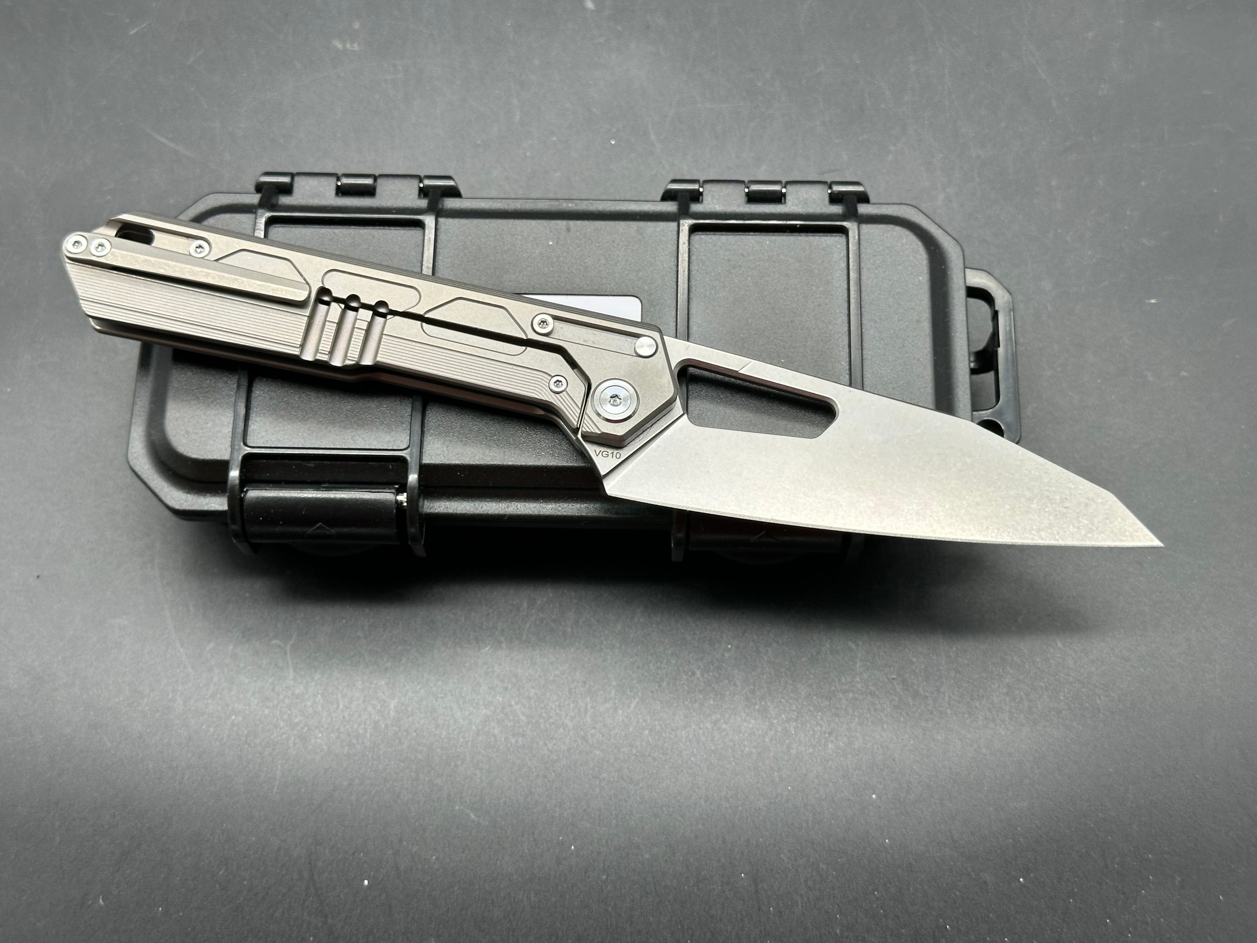 NOC Knives Tacray DT-03 3.75" VG10 Blade (4.2" blade) Titanium Scales & skiff bearings