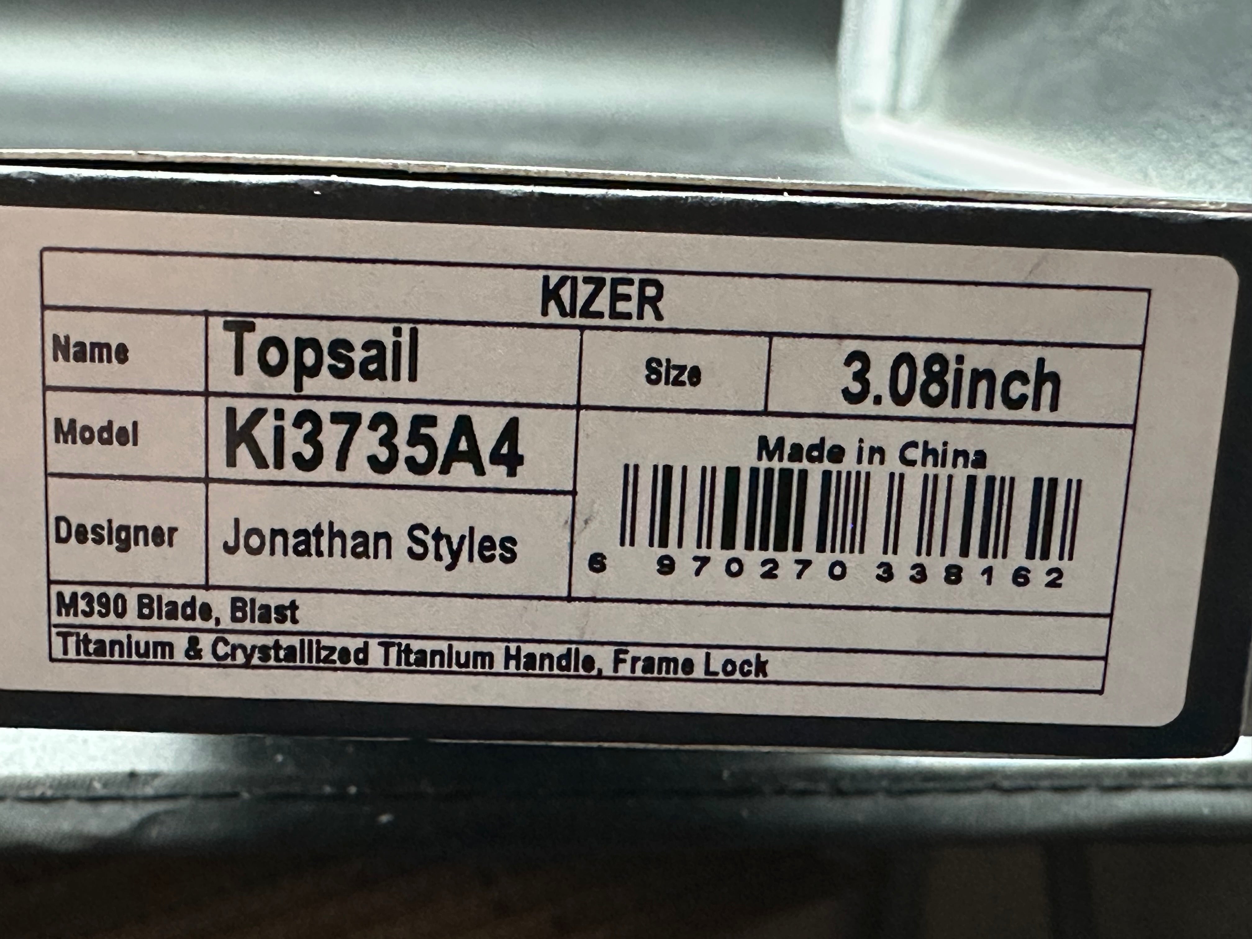 Kizer Topsail Frame Lock Knife Titanium + Crystalized Ti (3.1" BB)
