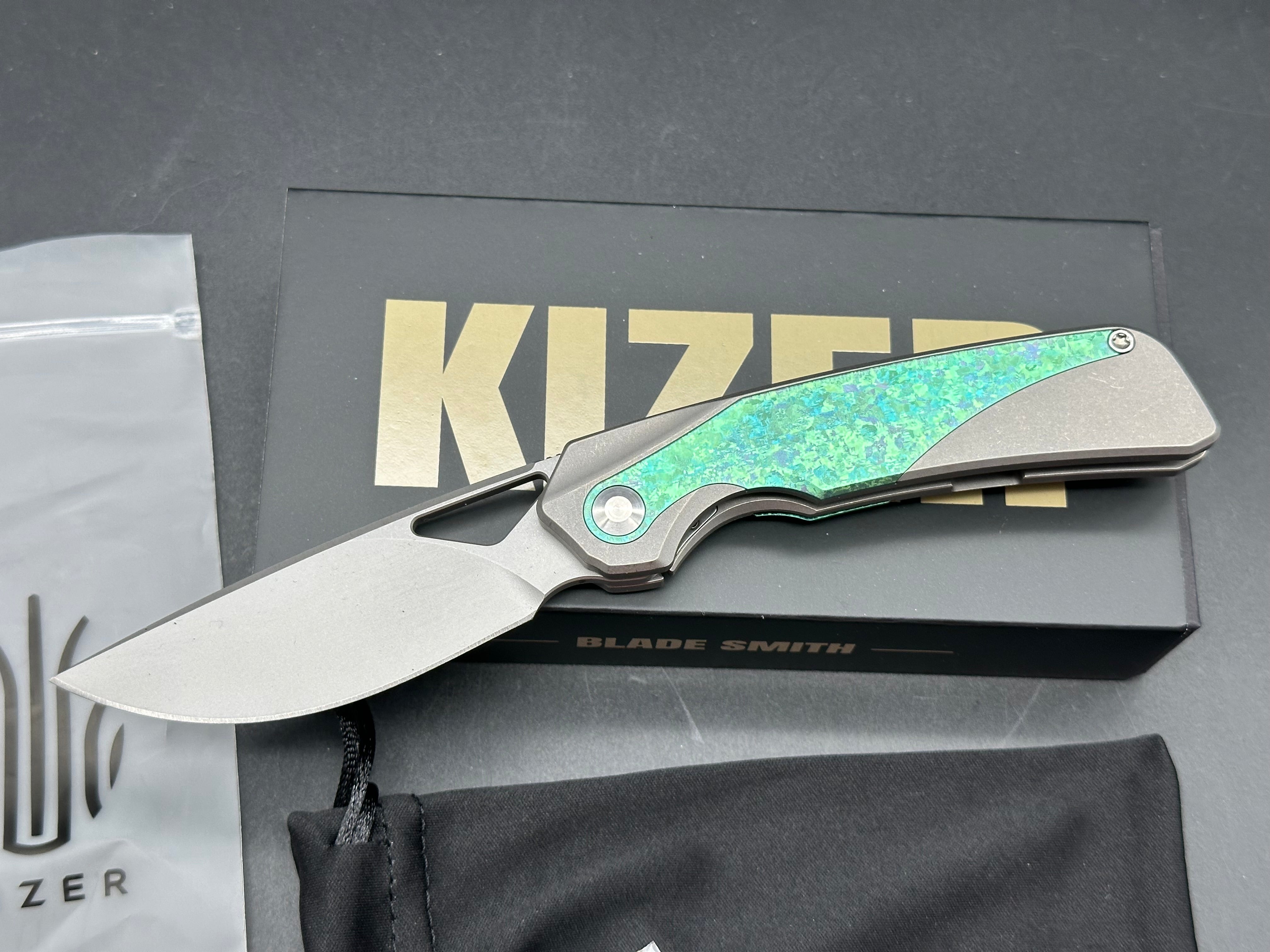 Kizer Topsail Frame Lock Knife Titanium + Crystalized Ti (3.1" BB)