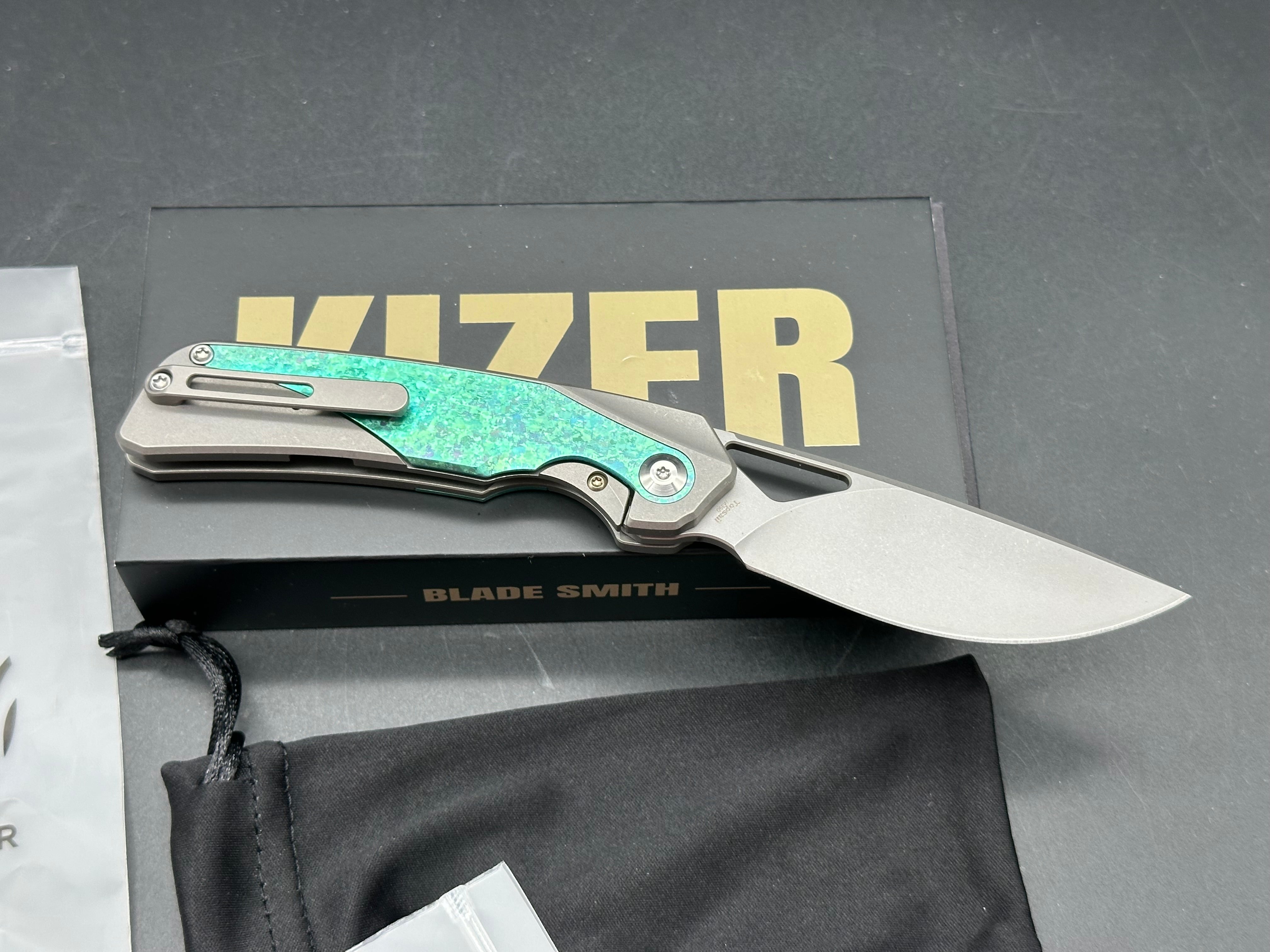 Kizer Topsail Frame Lock Knife Titanium + Crystalized Ti (3.1" BB)