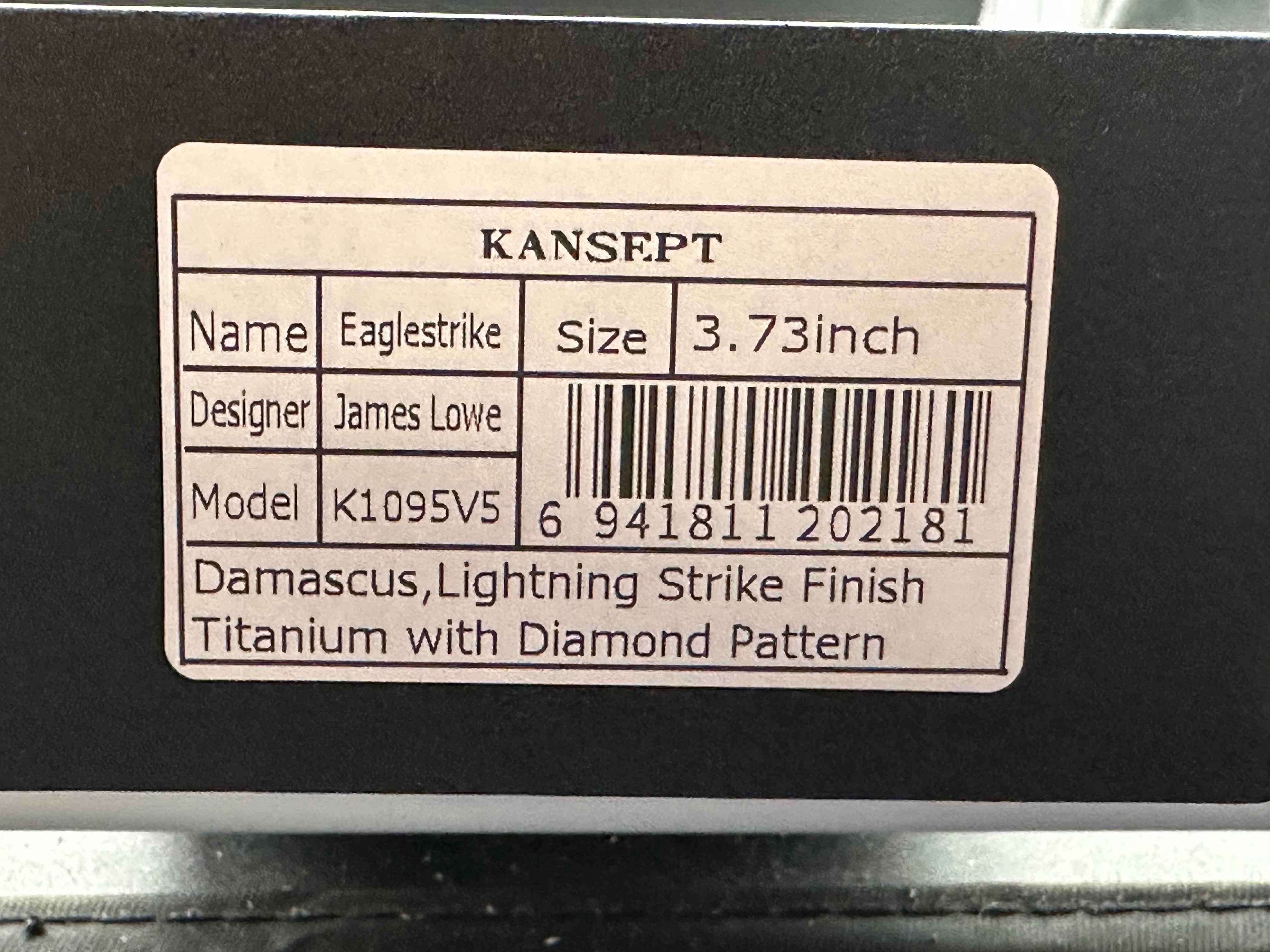 KANSEPT EAGLESTRIKE CROSSBAR LOCK KNIFE LIGHTNING STRIKE FINISH TITANIUM 3.73'' DAMASCUS BLADE