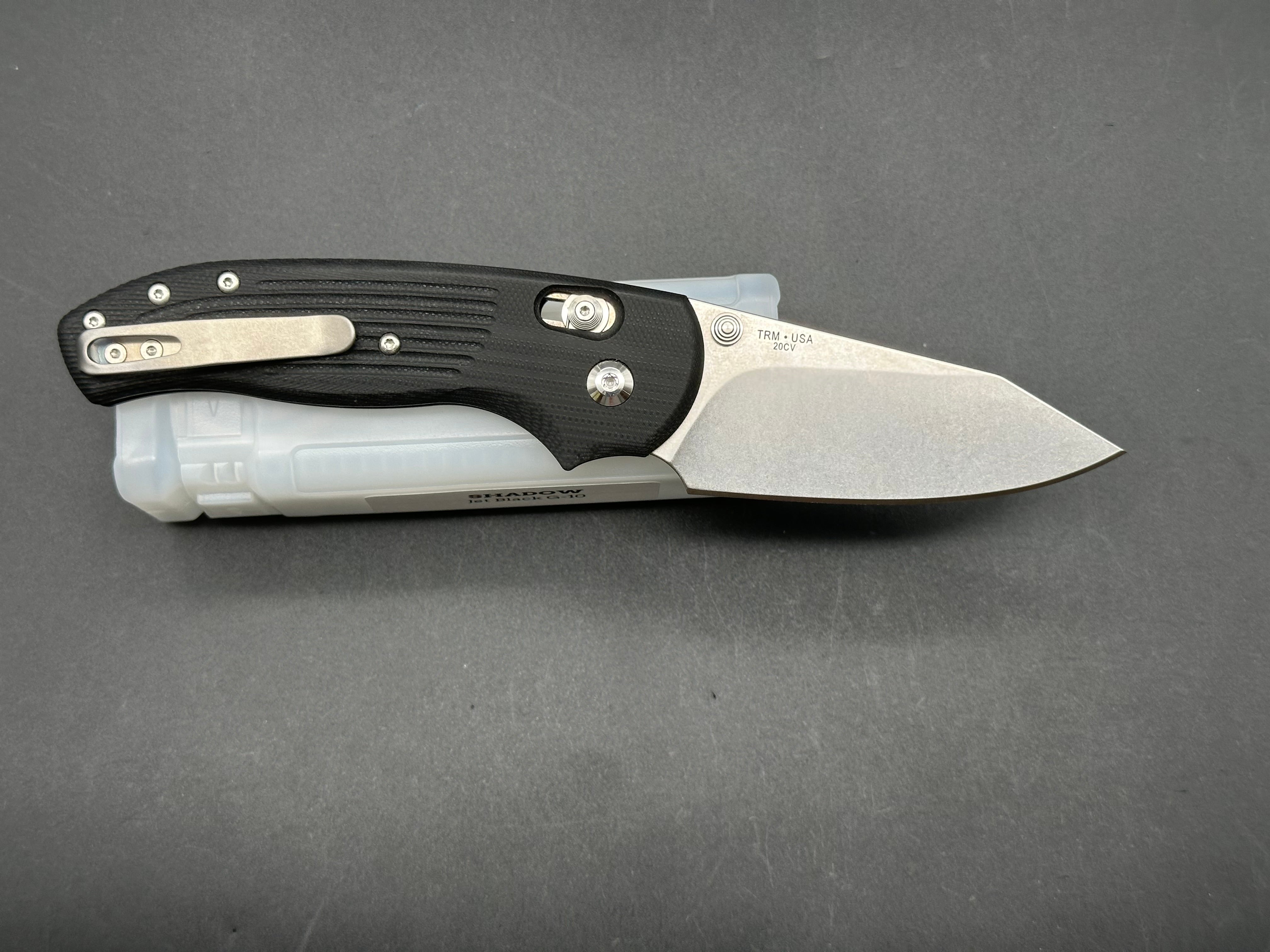 Three Rivers TRM Shadow River Lock Folding Knife G10 Jet Black Handles
