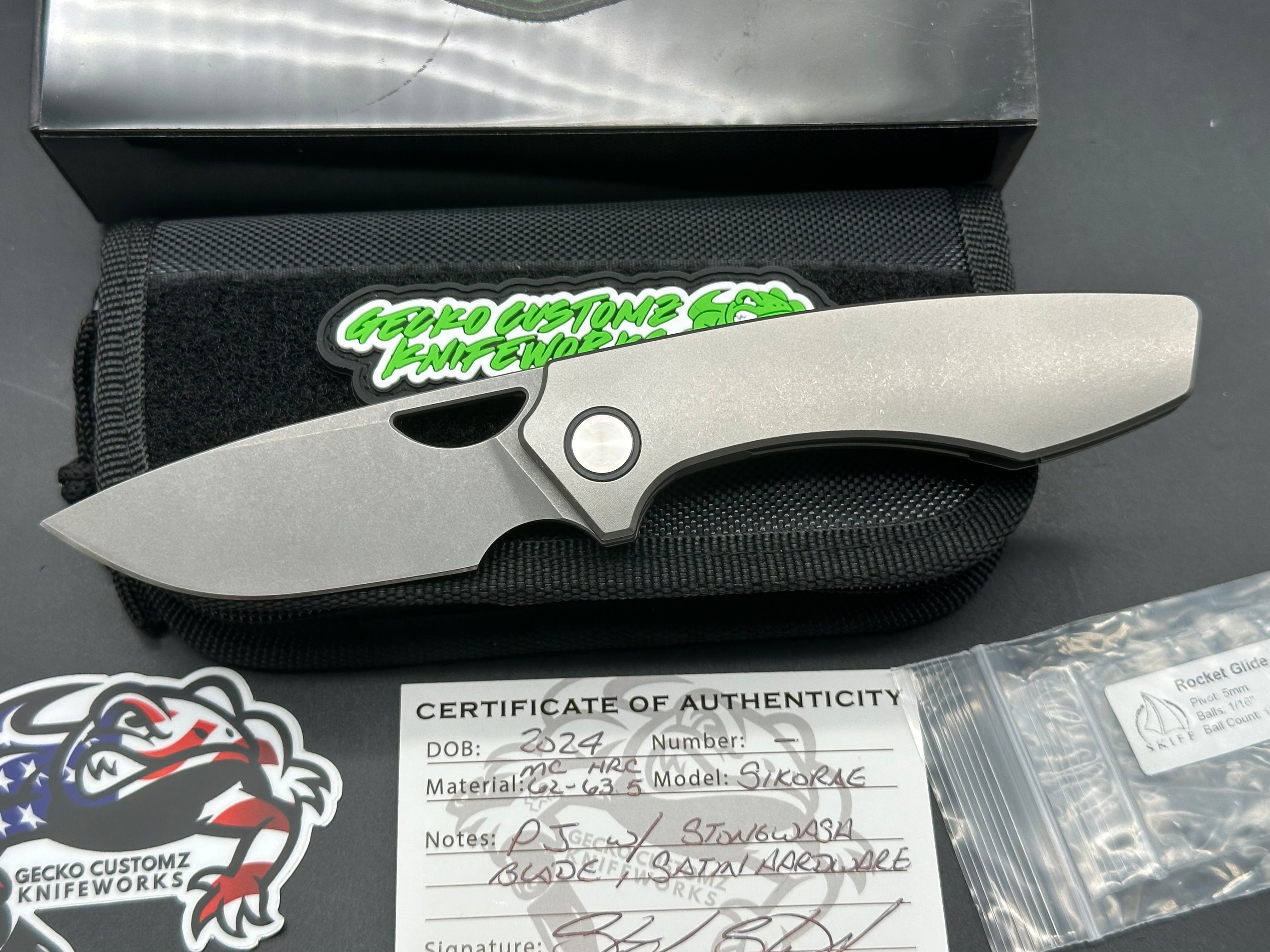 Gecko Customz Knifeworks Sikorae, 3.04" MagnaCut Bead Blasted Blade