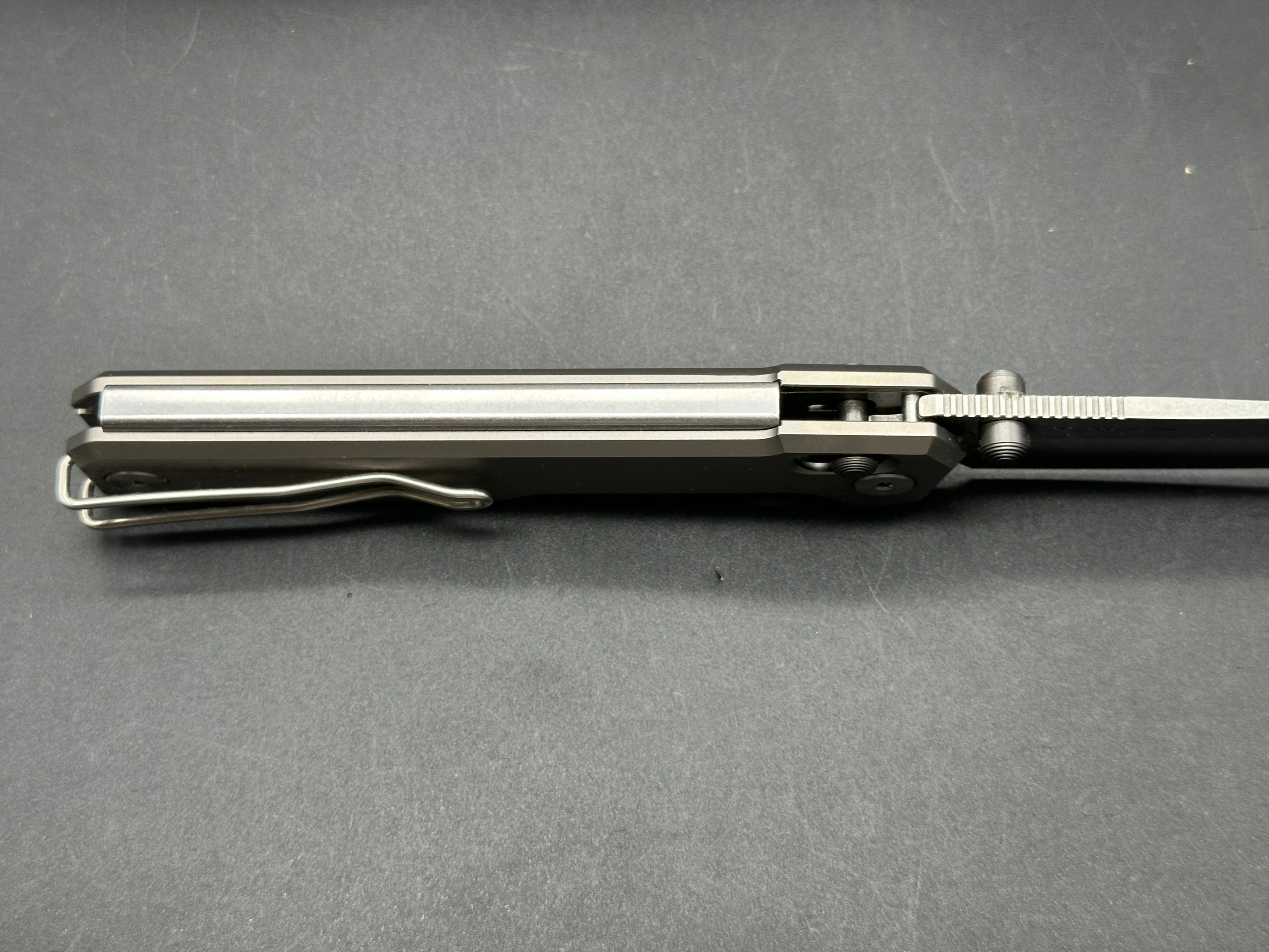 Real Steel Perix 3.5” Nitro-V Stonewash Blade, Stonewash Titanium Handle