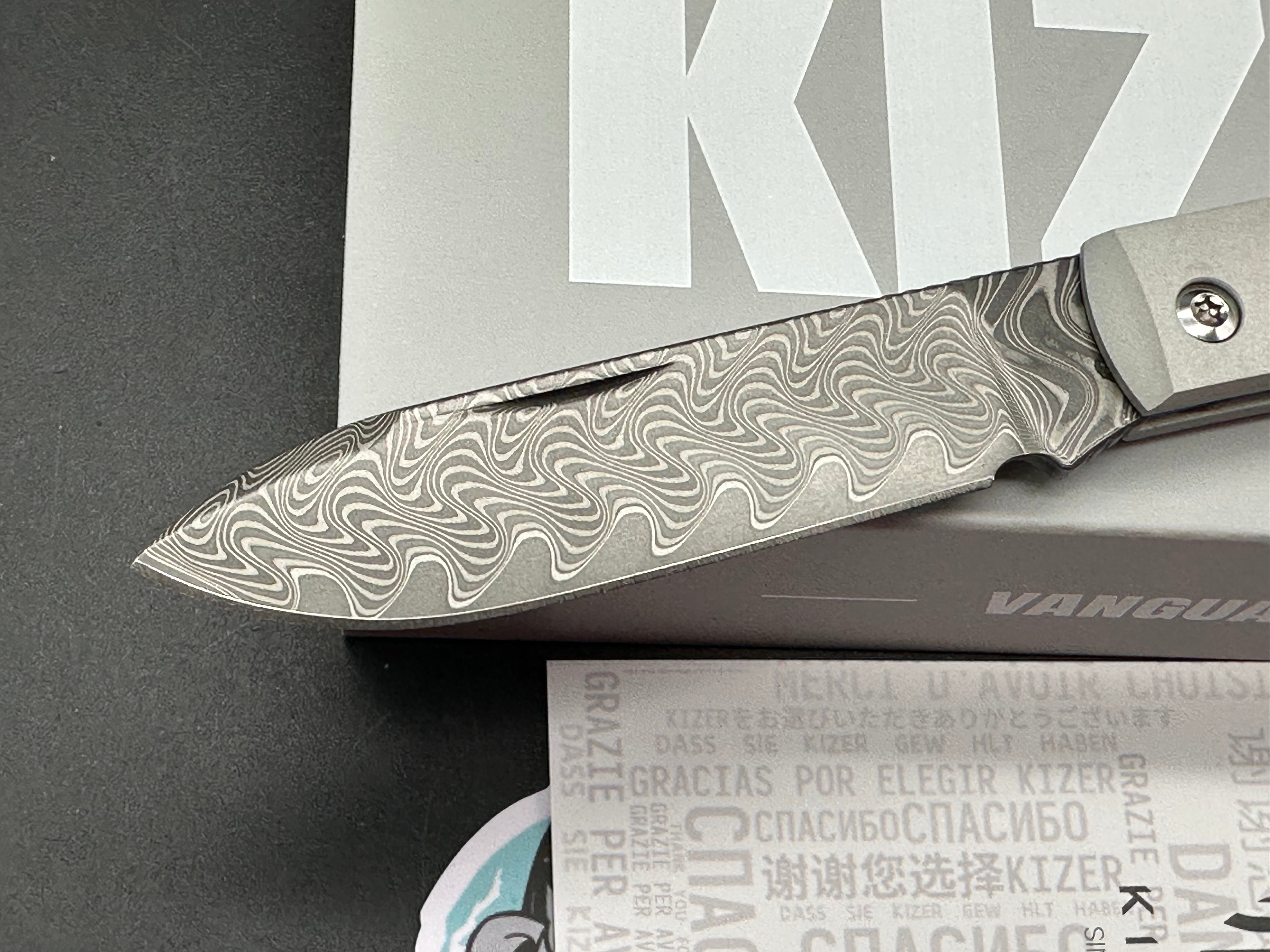 Kizer Trestle | Damascus | Aluminum & Leopard Wood