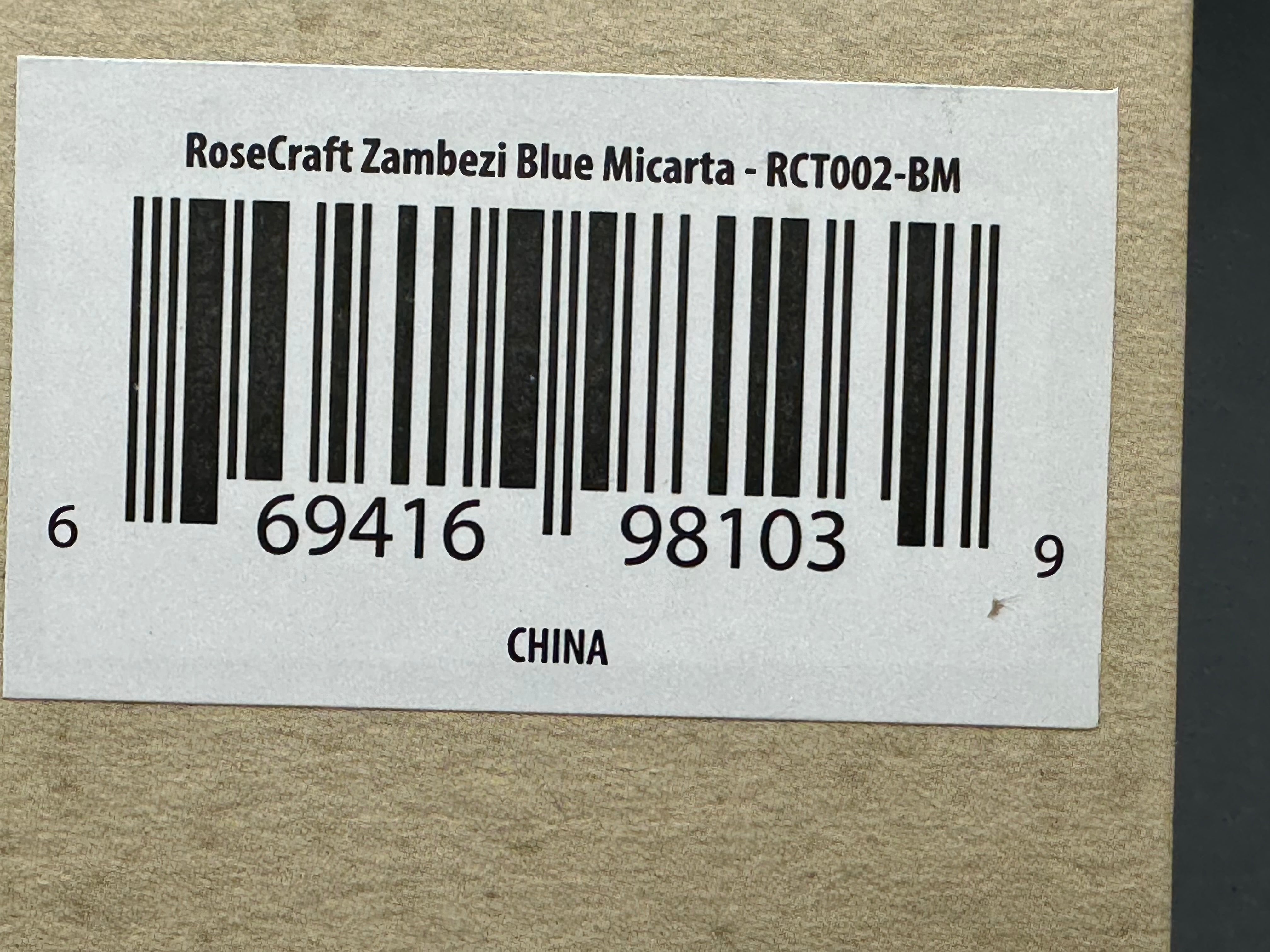 Rose Craft Zambezi, 2.5” D2 Satin Spear Point Blade, Blue Micarta and Steel Handle.