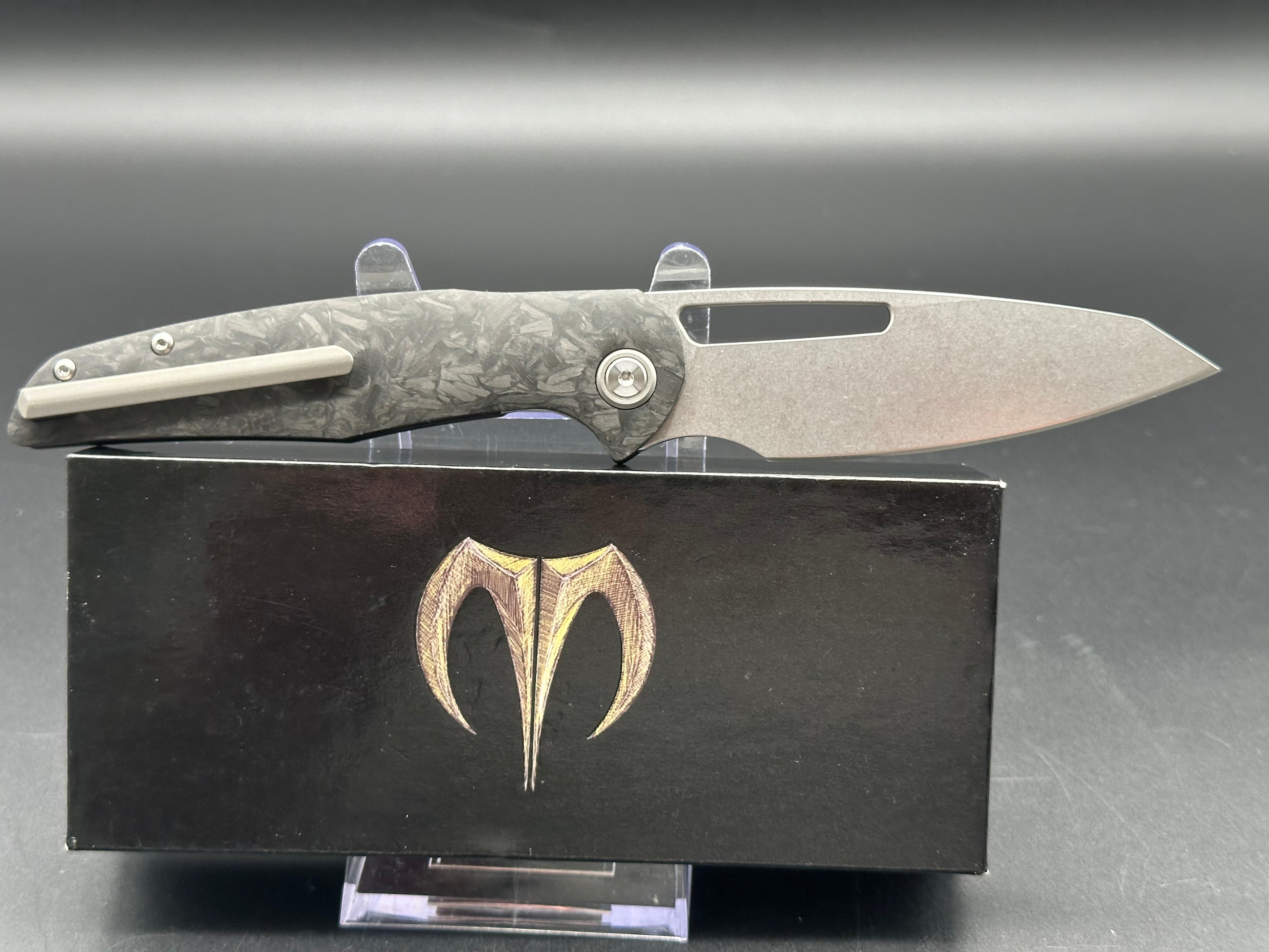 Mallery Phorus, 3.5" S35VN Stonewash Blade with Carbon Fiber Handle.