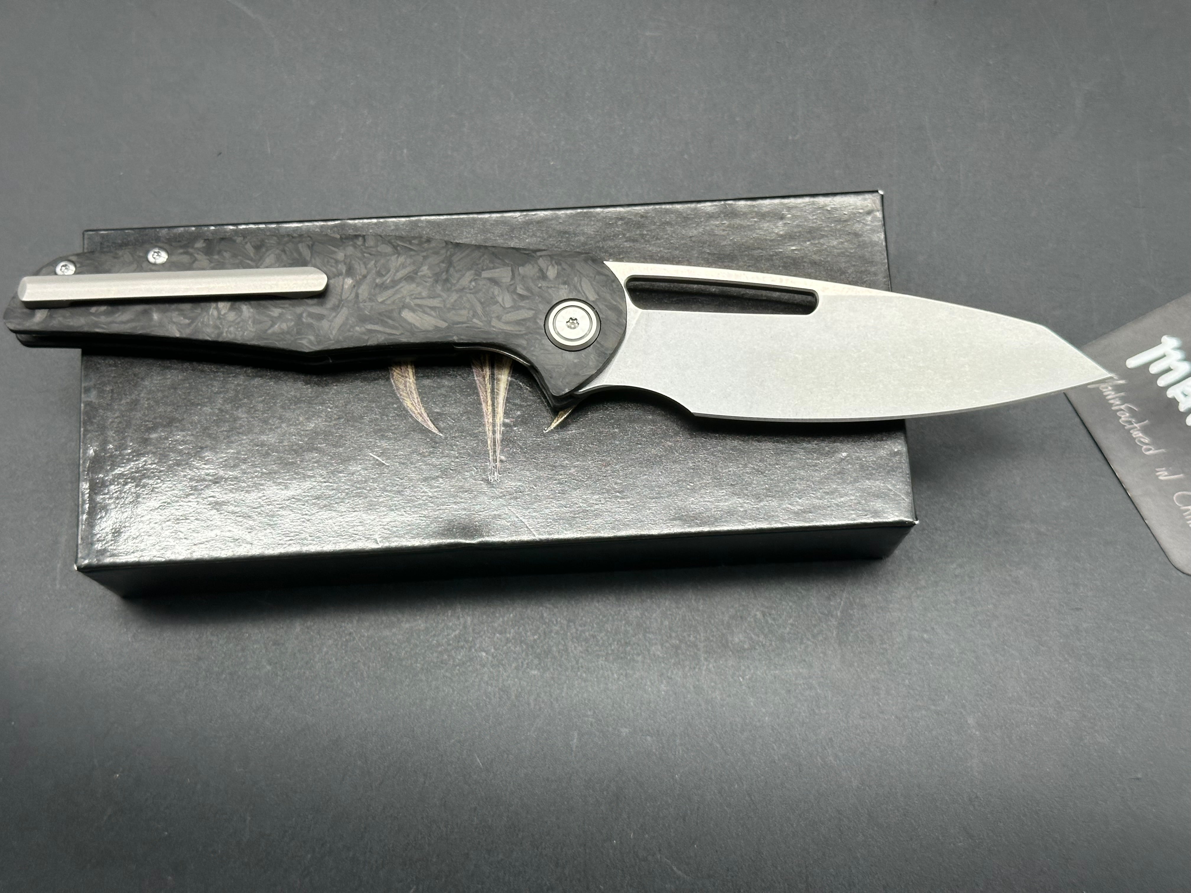 Mallery Phorus, 3.5" S35VN Stonewash Blade with Carbon Fiber Handle.