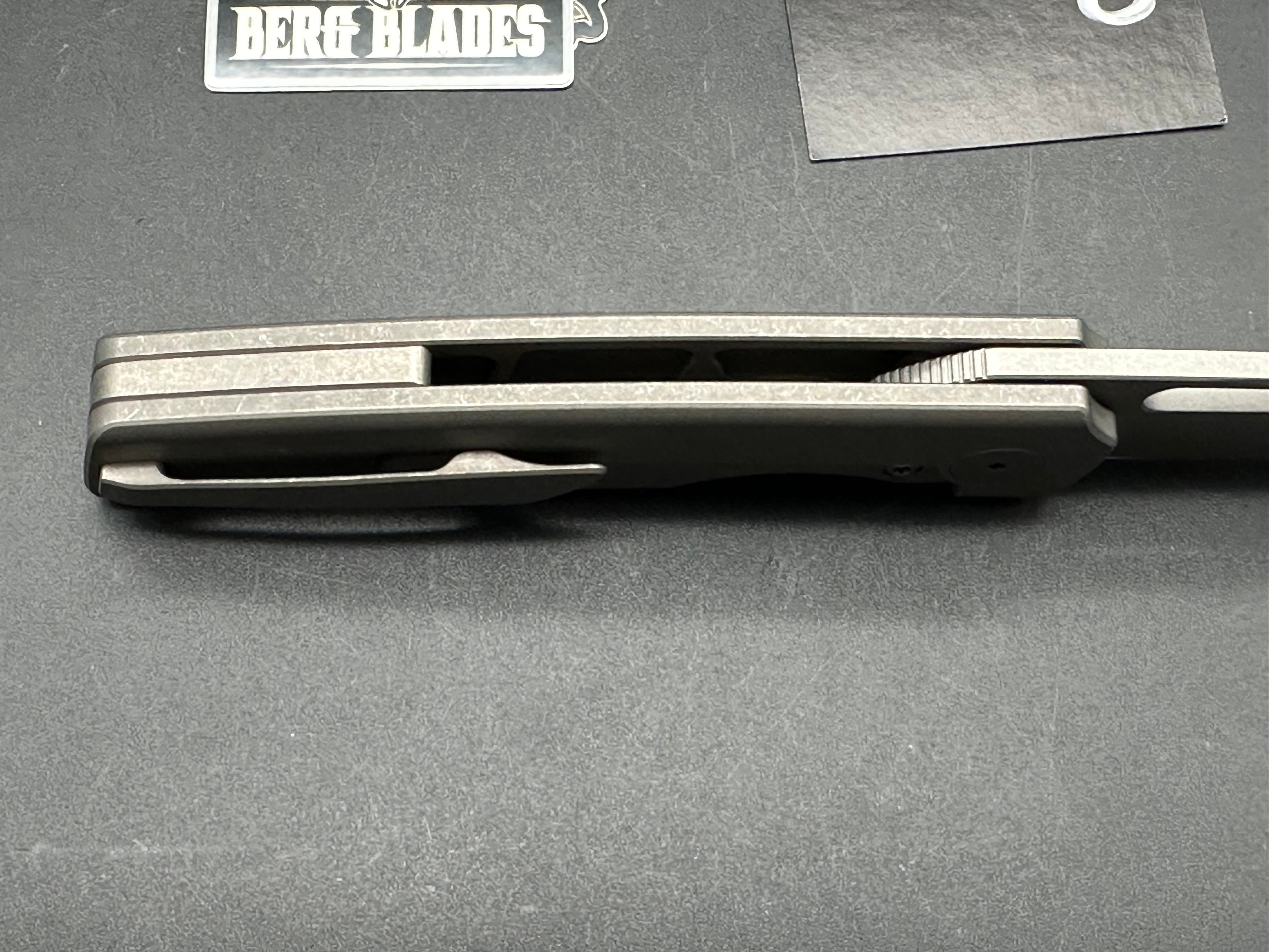 Berg Blades Sweeney, 3.35" 20CV Sandblast Stonewash Blade with Titanium Handle.