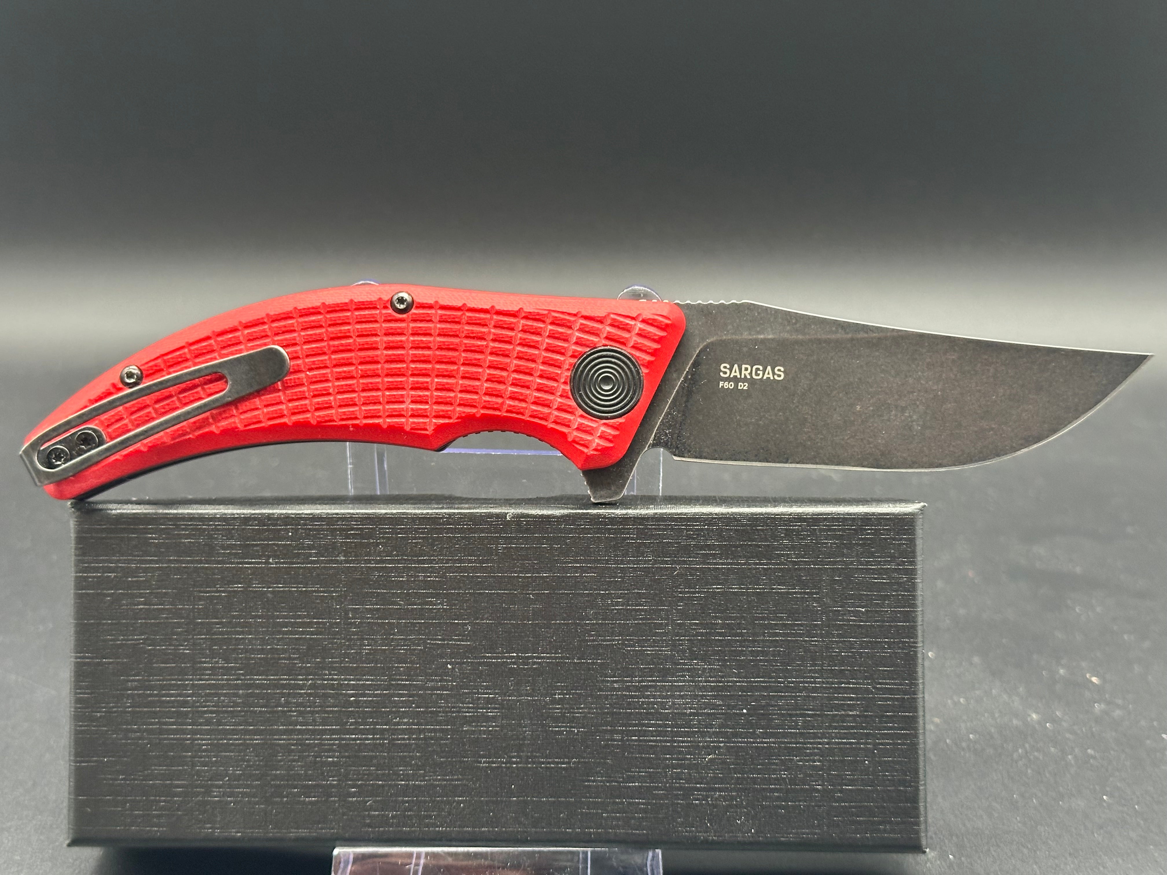 Steel Will Sargas Liner Lock Knife Red G-10 (3.25" Black Stonewash)