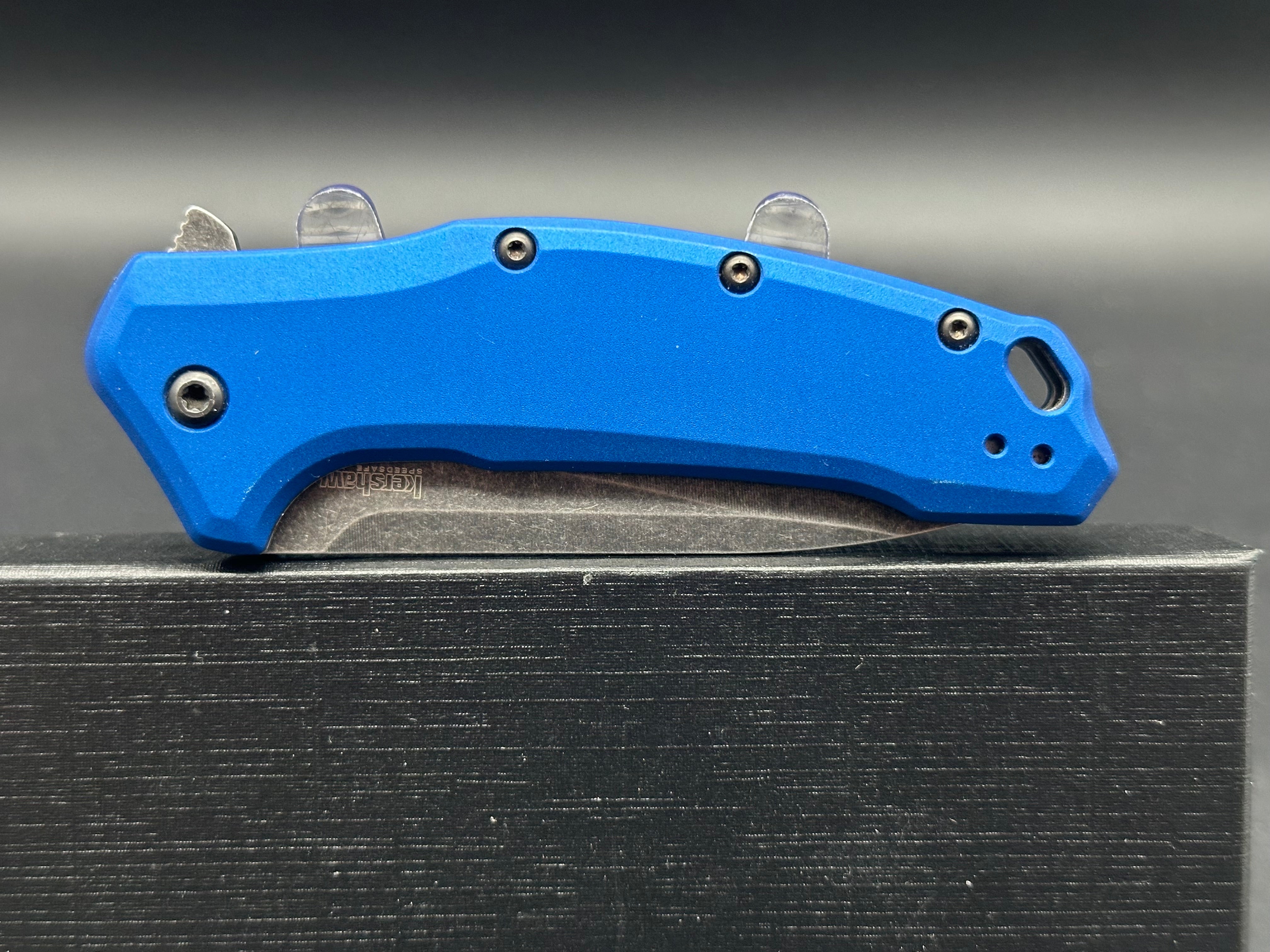 Kershaw Link Drop Point Knife Blue Aluminum (3.25" BlackWash)