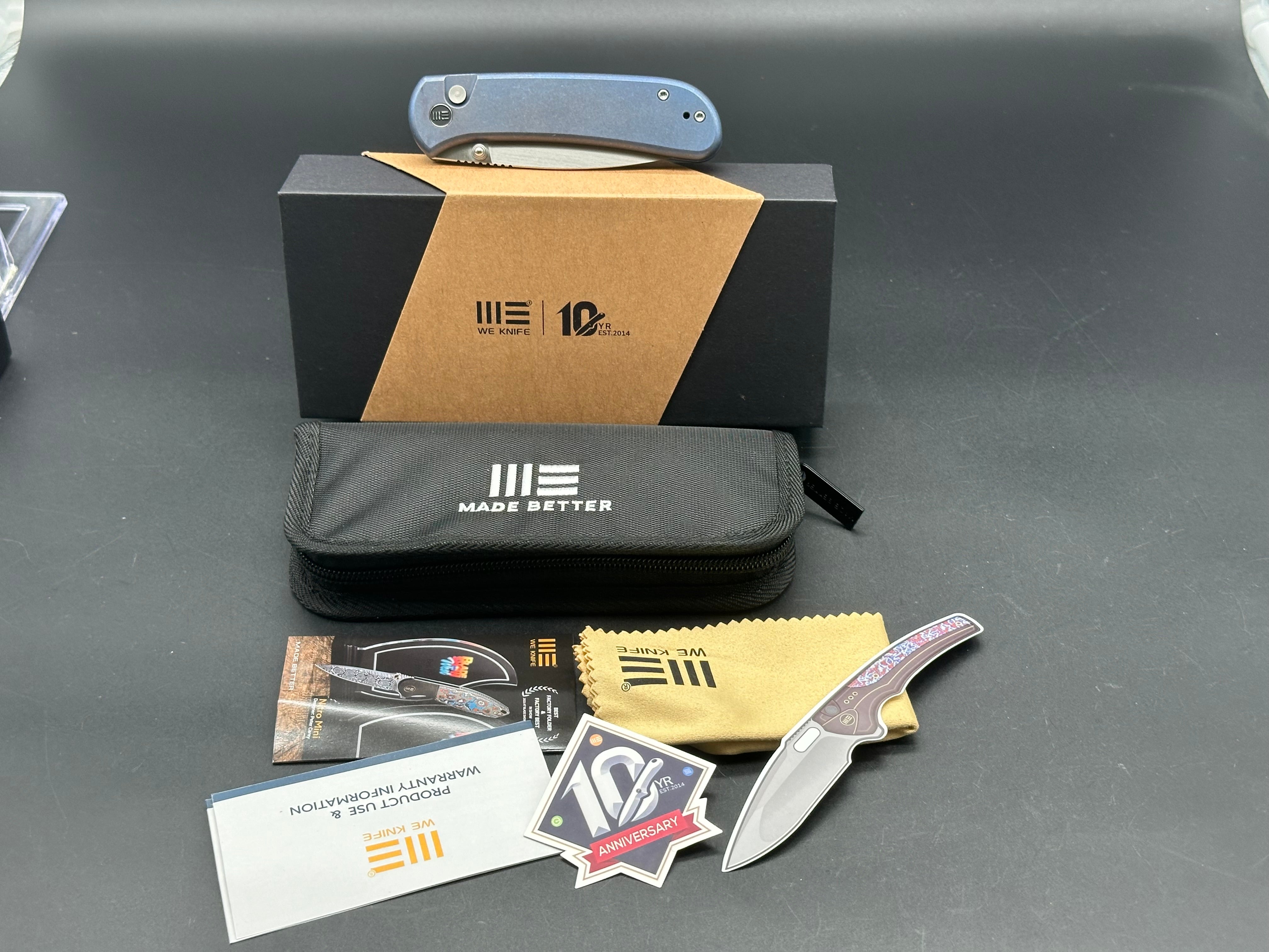 WE Qubit, 3.2" 20CV Satin Blade with Blue Stonewash Titanium Handle