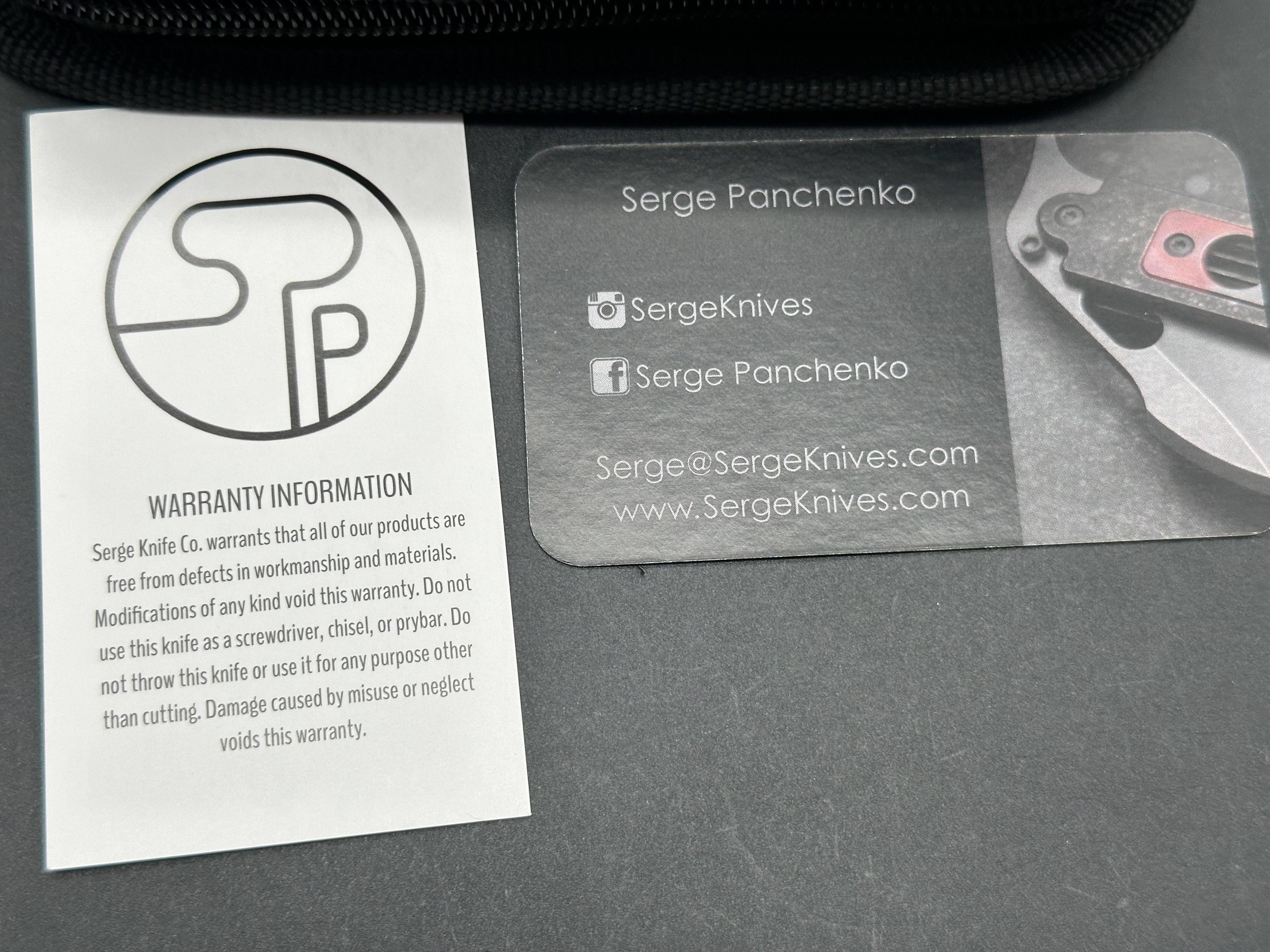 Serge Panchenko Production Trisect Folding Knife 3.75" M390 Stonewashed Cleaver Blade, Black DLC Stonewashed Titanium Handles with Flamed Titanium Inlays