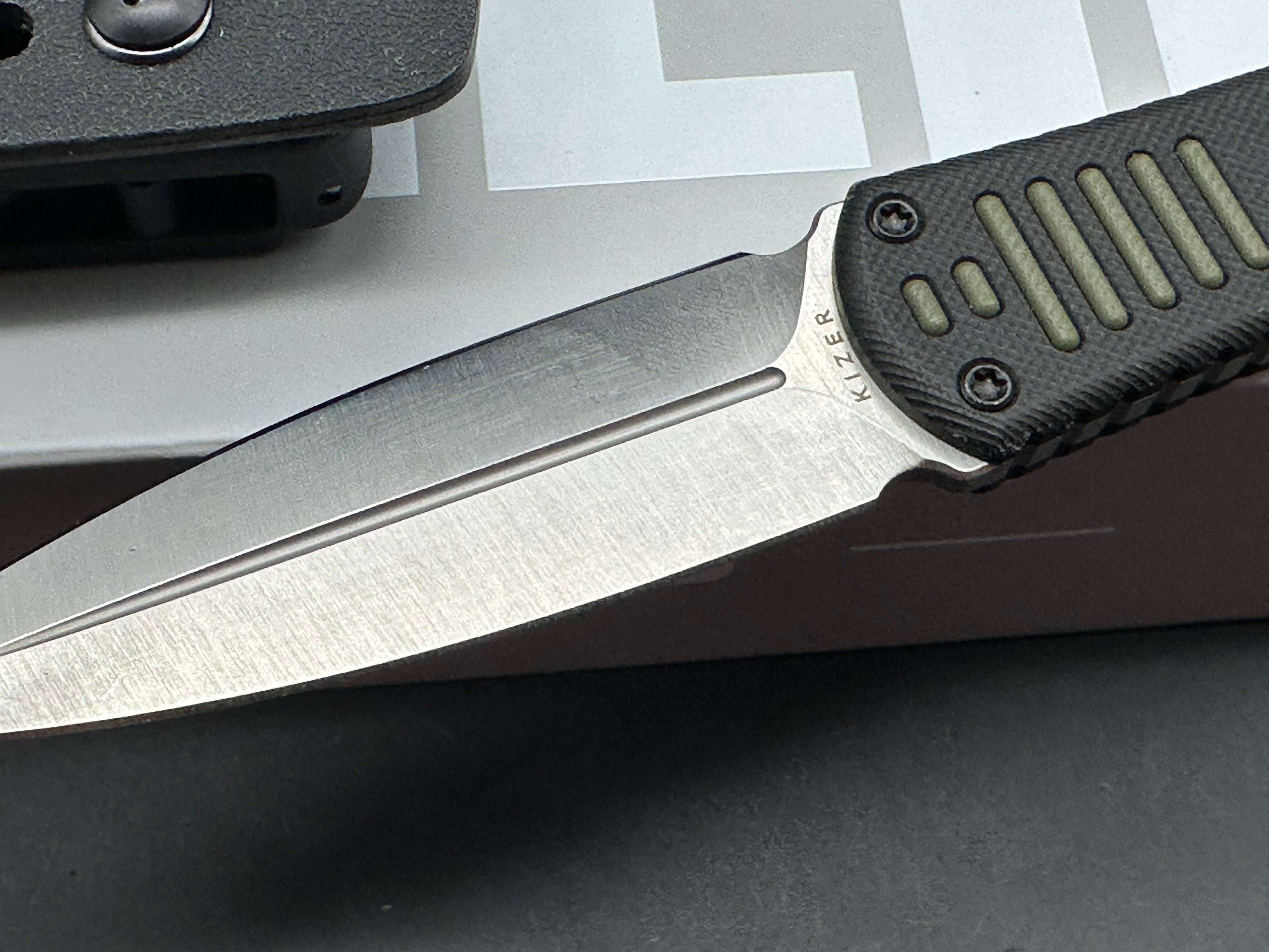 KIZER HIDDEN AGENDA FIXED BLADE DAGGER KNIFE GREEN/BLACK G10 HANDLE AEB-L STEEL