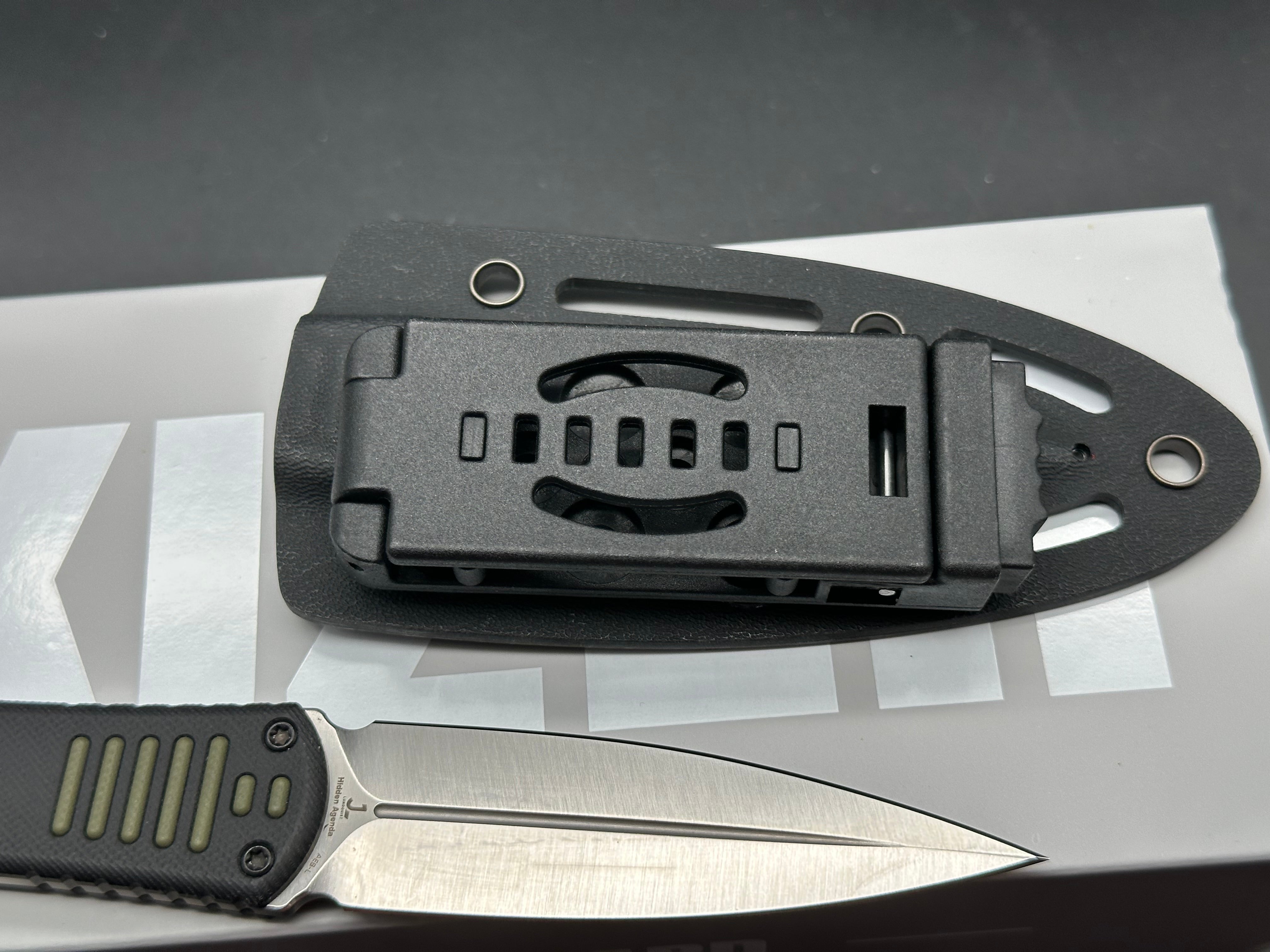 KIZER HIDDEN AGENDA FIXED BLADE DAGGER KNIFE GREEN/BLACK G10 HANDLE AEB-L STEEL