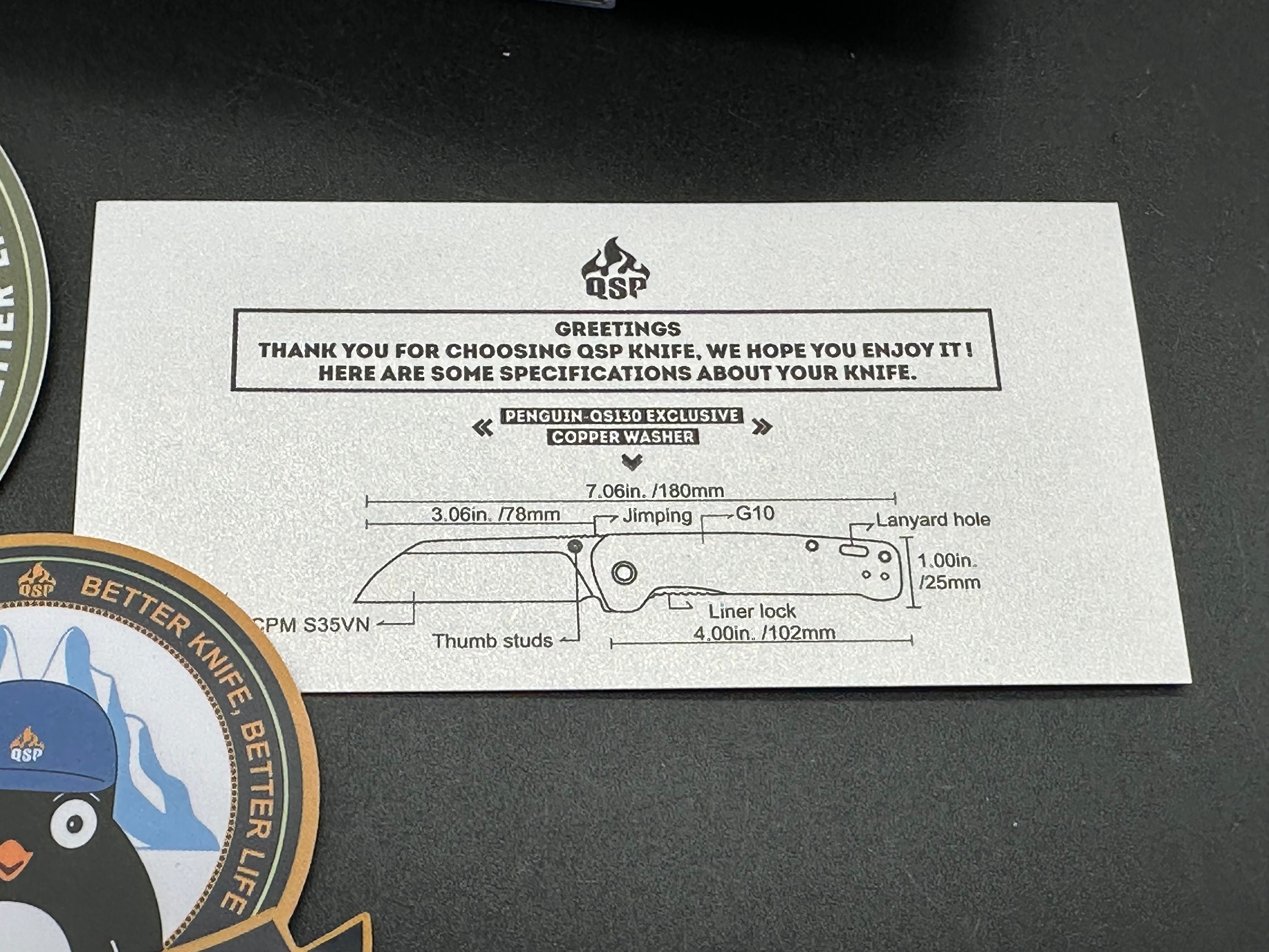 QSP Penguin, KC excl, coral G10 w/S35VN blade