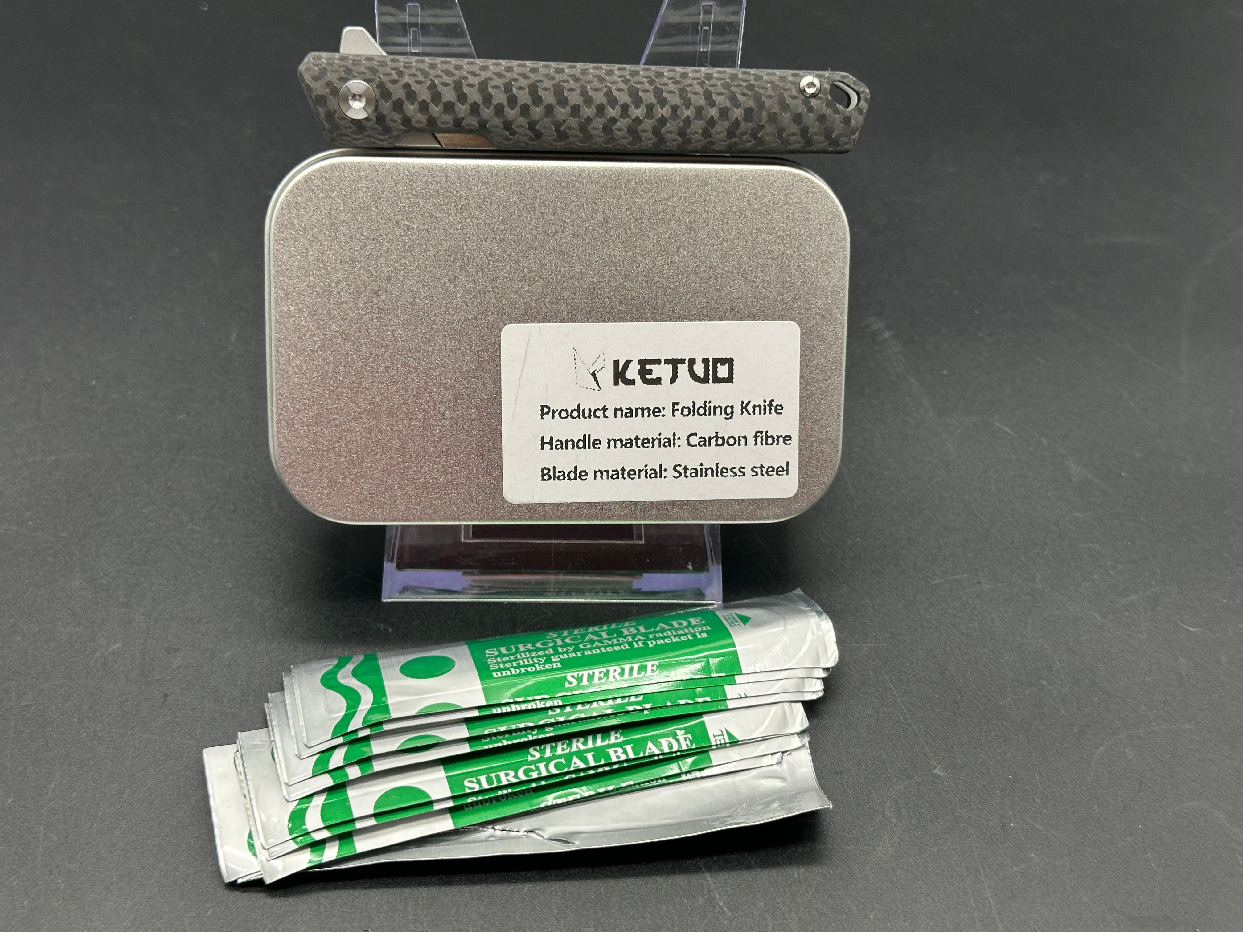 Ketuo folding scalpel Carbon Fiber handle & 10 replacement blades