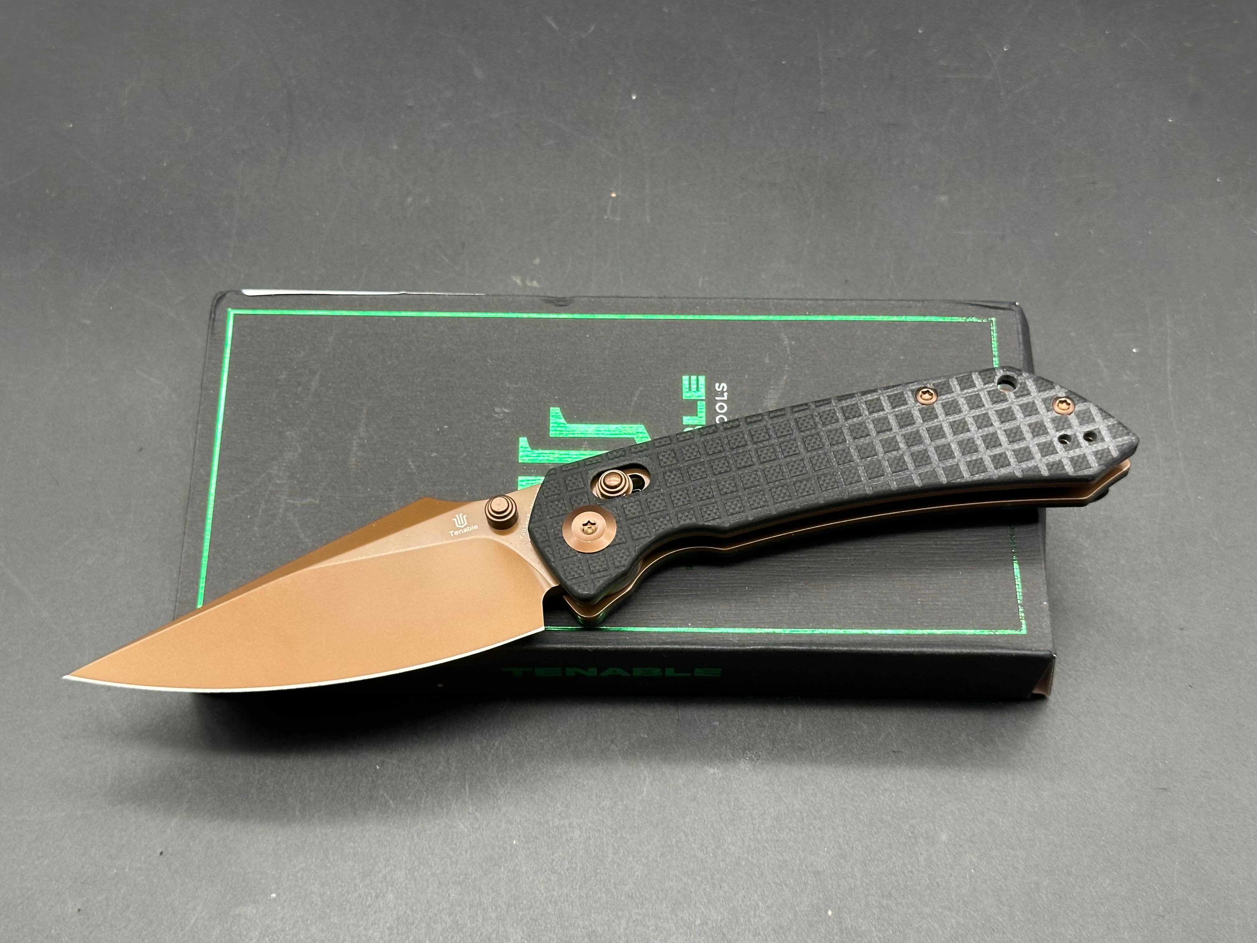 Tenable Fenrir Black G10 3.48" Rose Gold Coated Nitro-V Blade