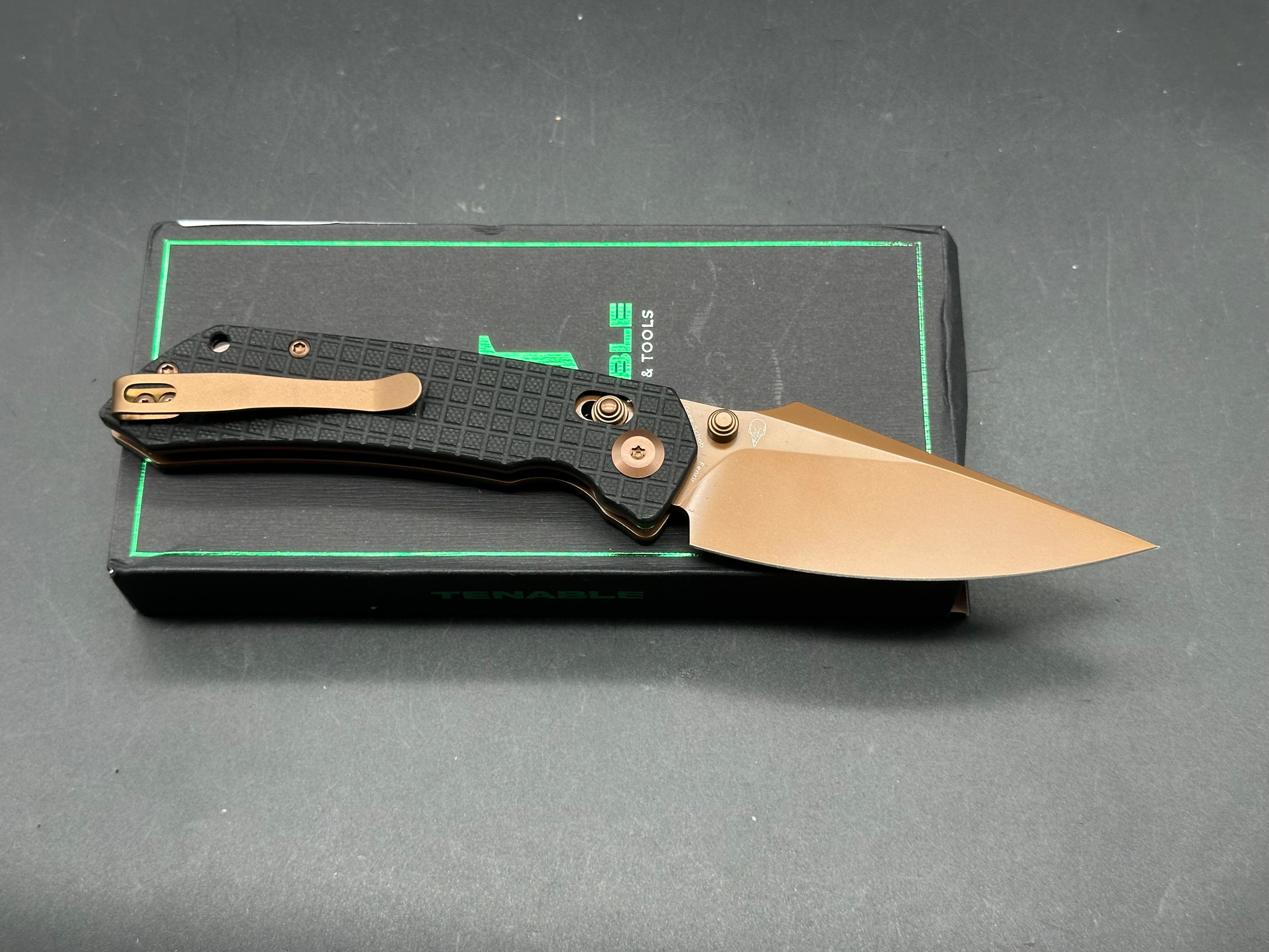 Tenable Fenrir Black G10 3.48" Rose Gold Coated Nitro-V Blade