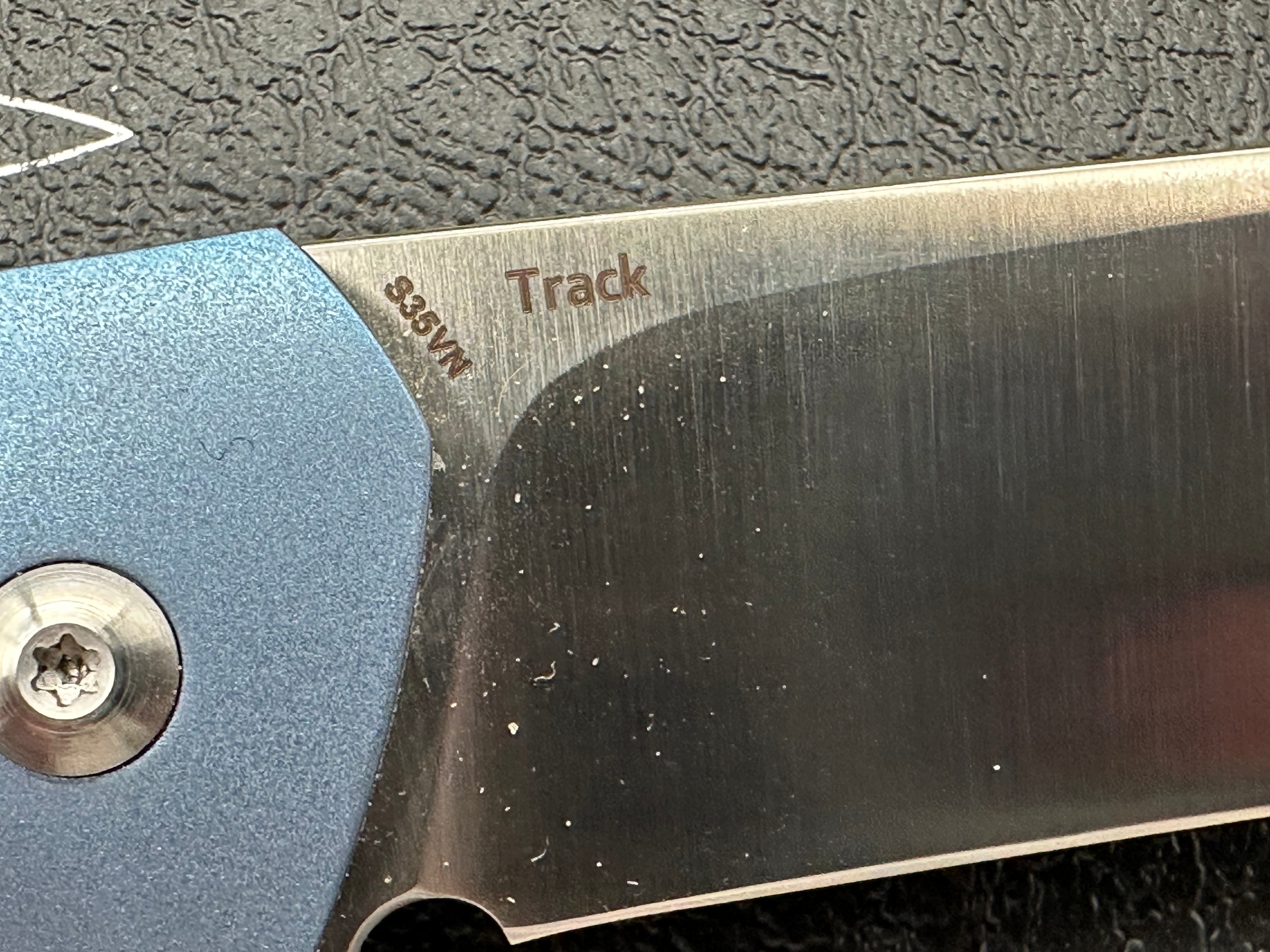 Amare Knives Track Liner Lock Knife Blue/Carbon Fiber (3.75" Satin)